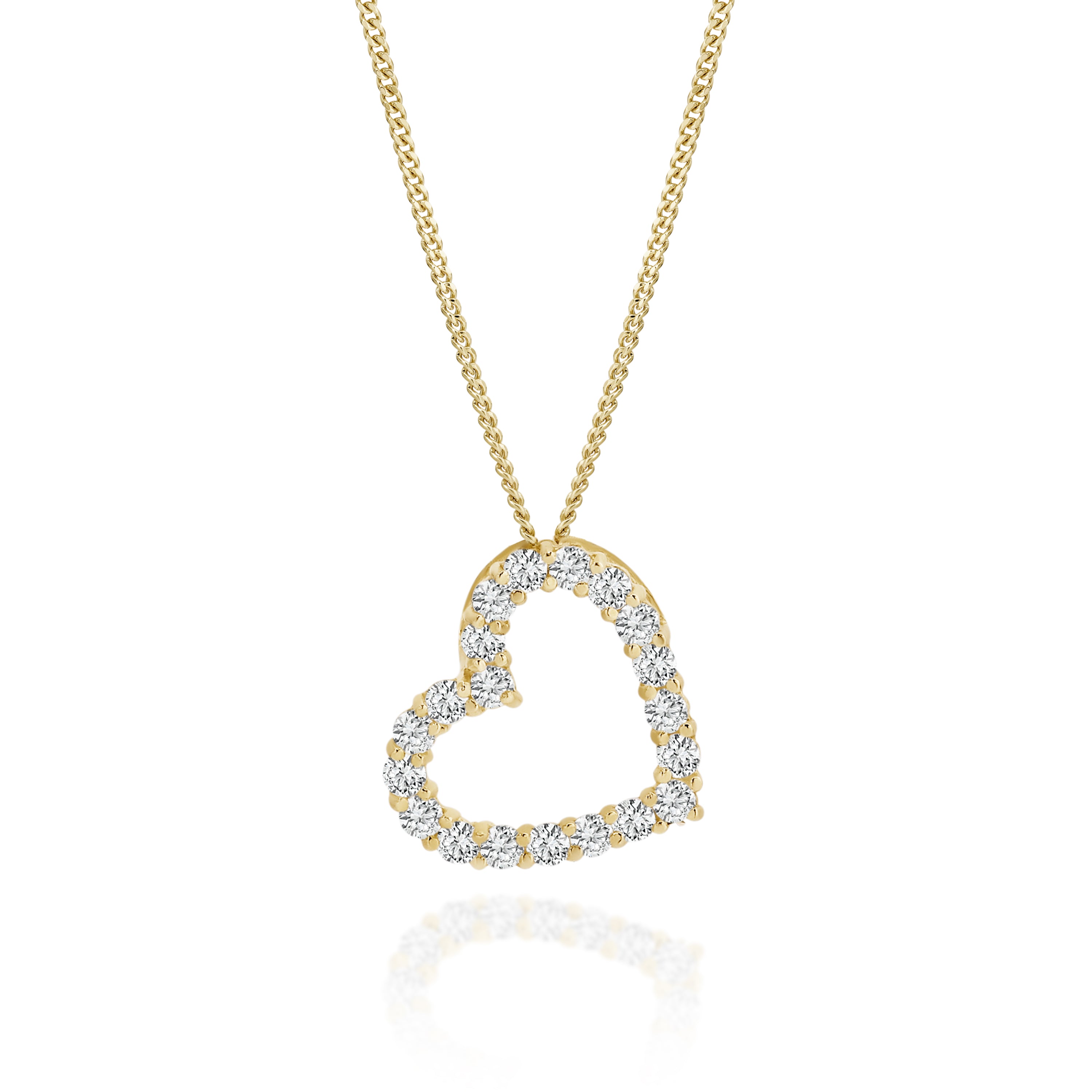 9ct Gold Stone Set Heart Pendant