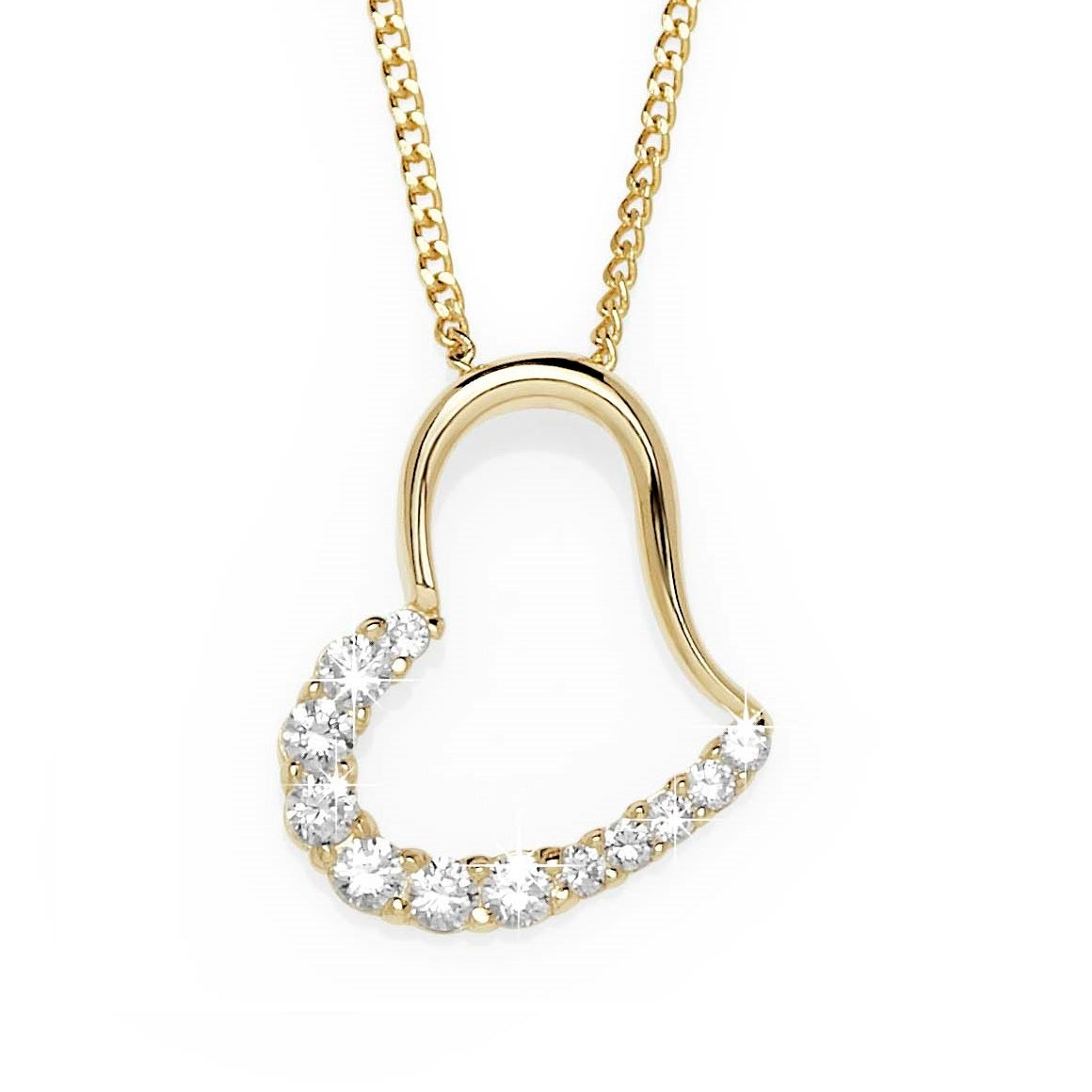 9ct Gold Stone Set Heart Pendant