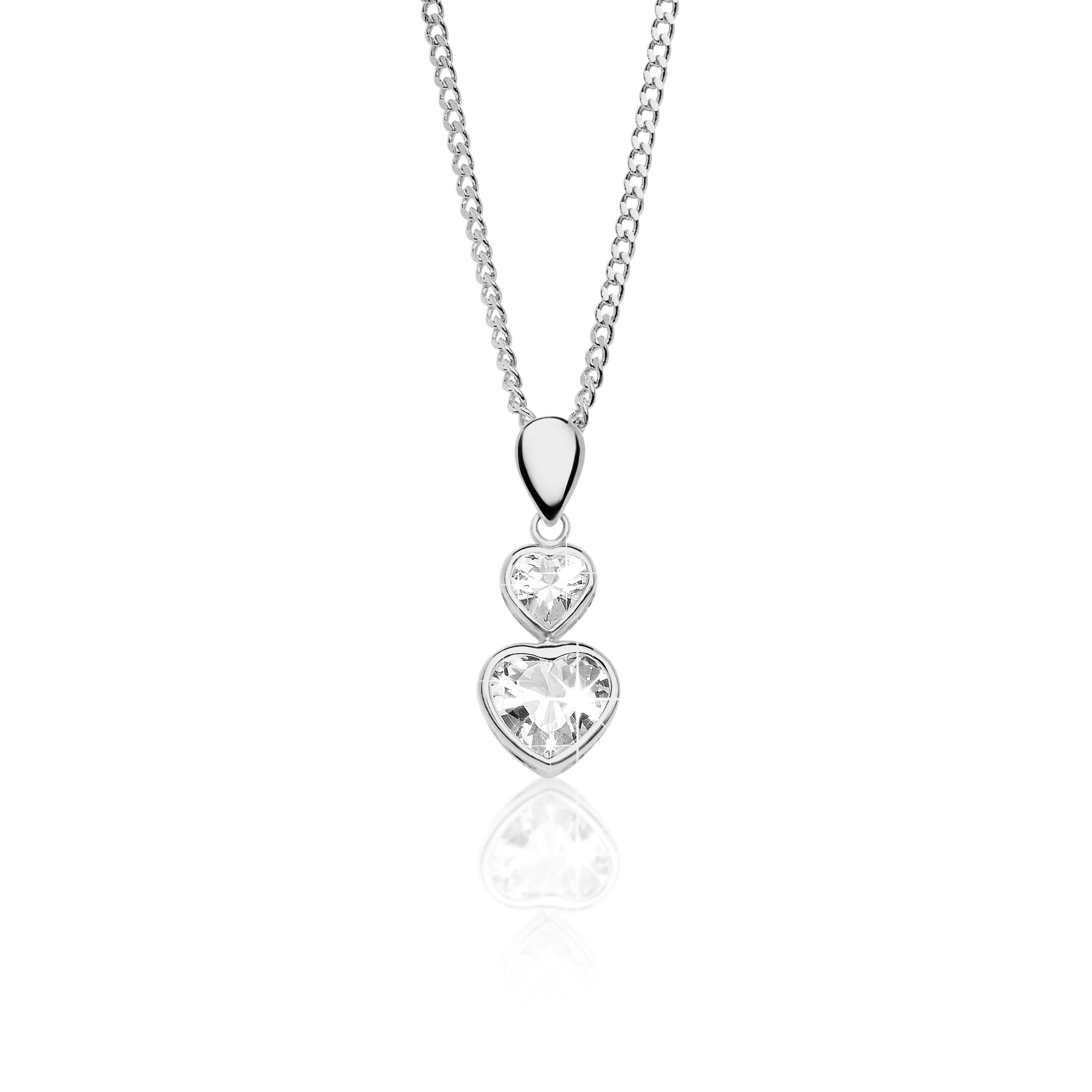 9ct White Gold Stone Set Heart Pendant
