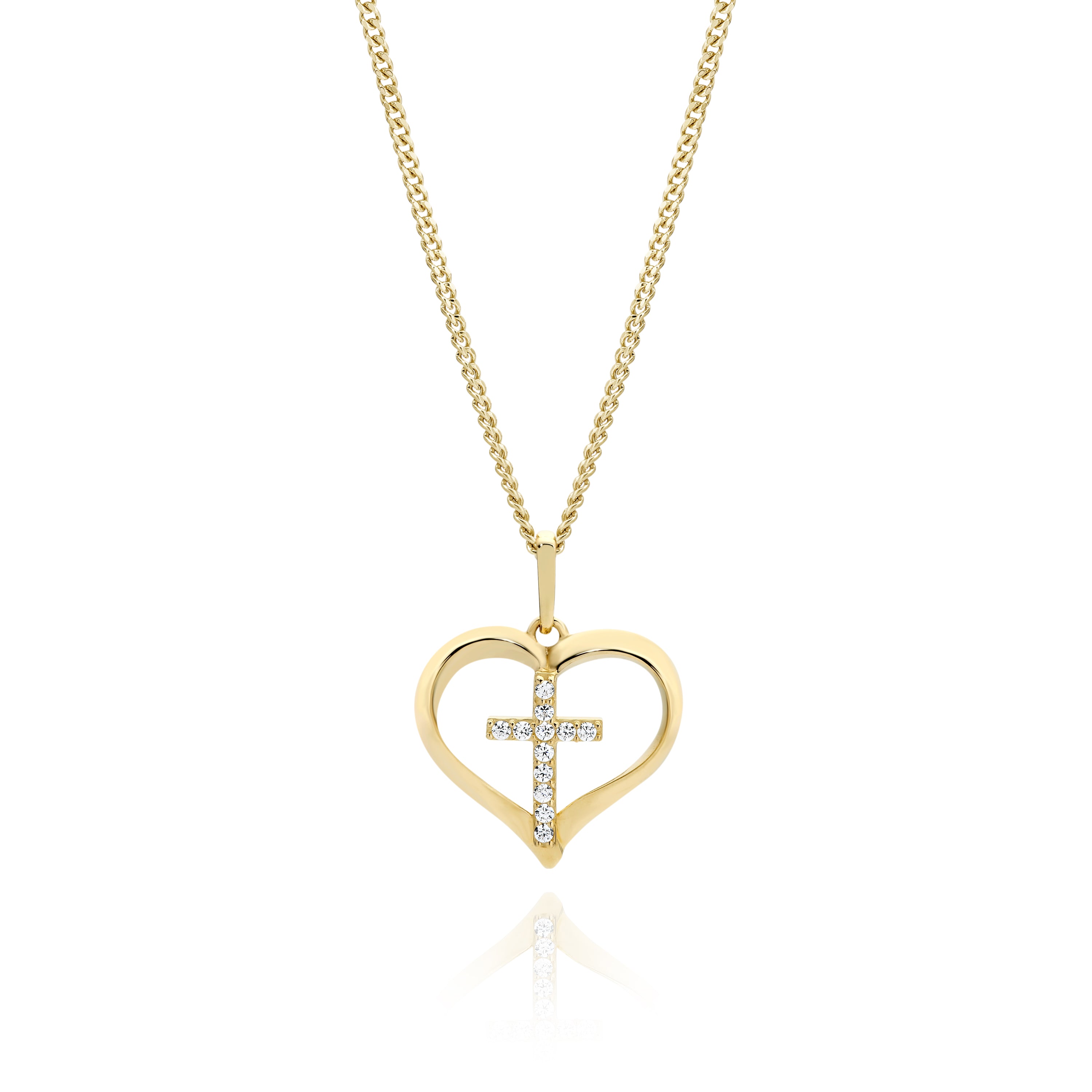 9ct Gold Stone Set Heart Pendant