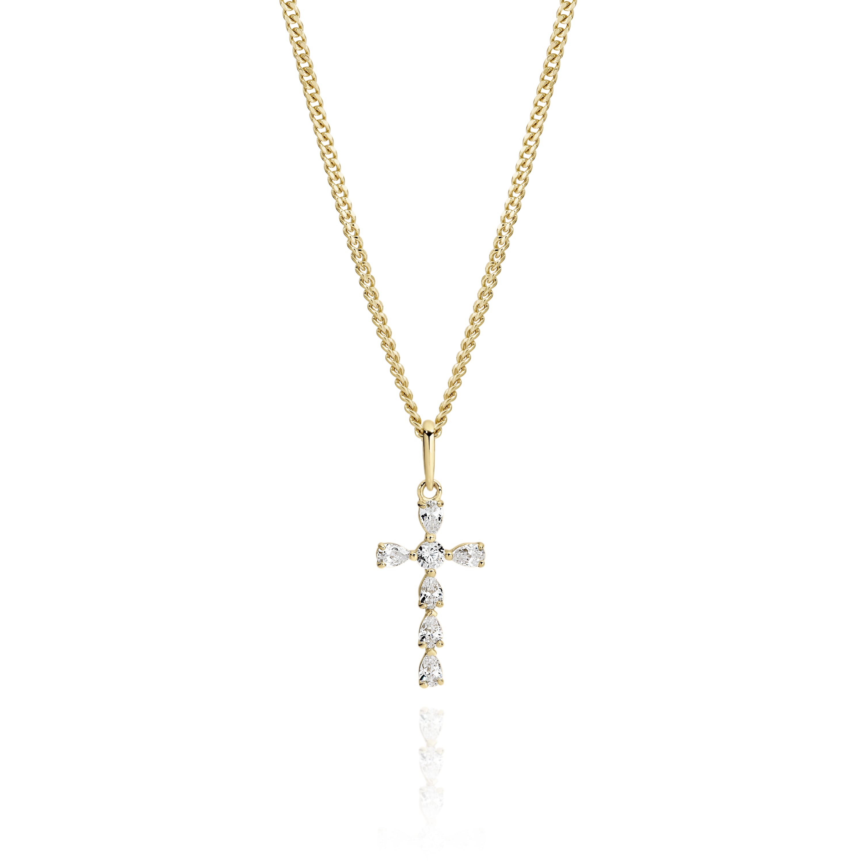9ct gold stone set cross pendant