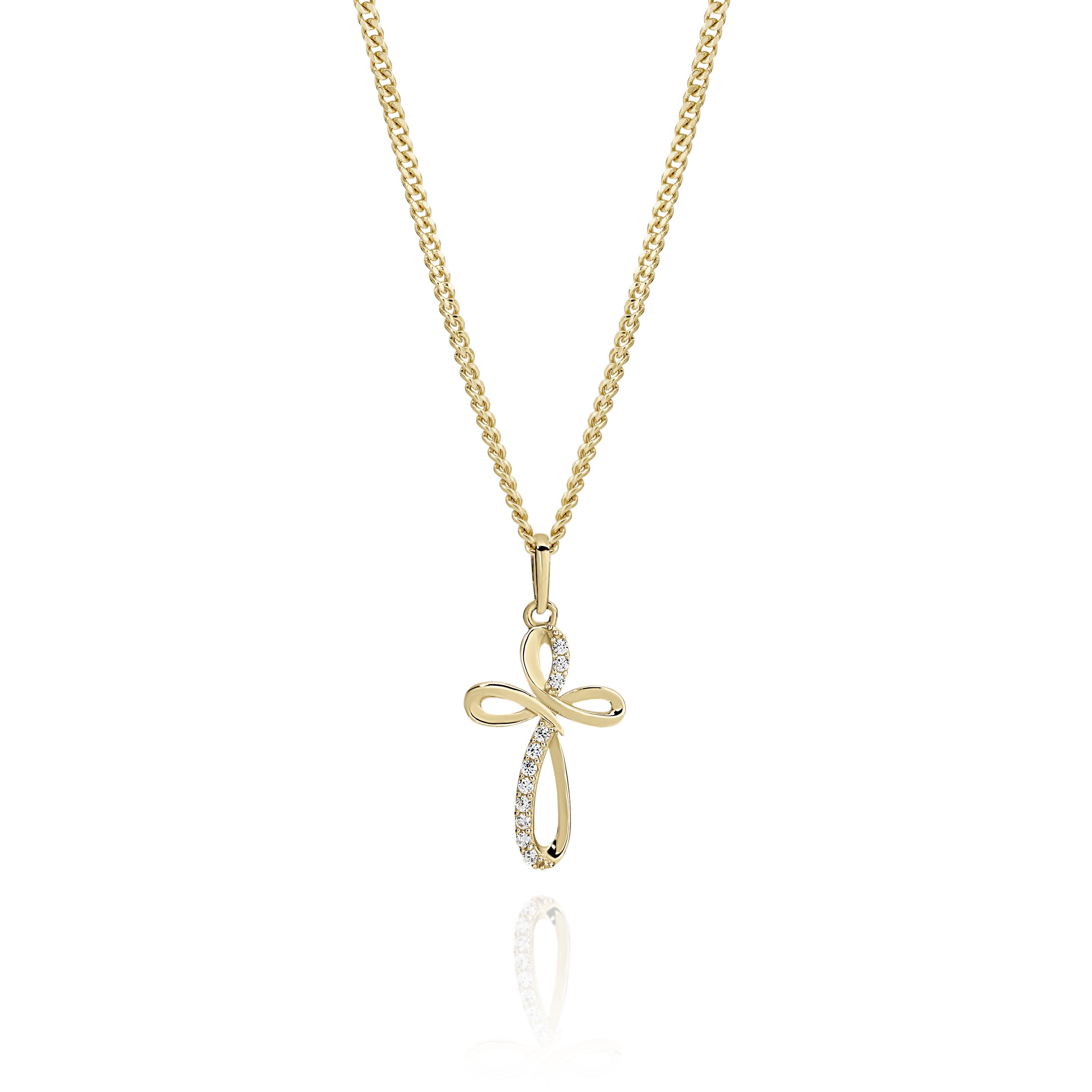 9ct gold stone set cross pendant