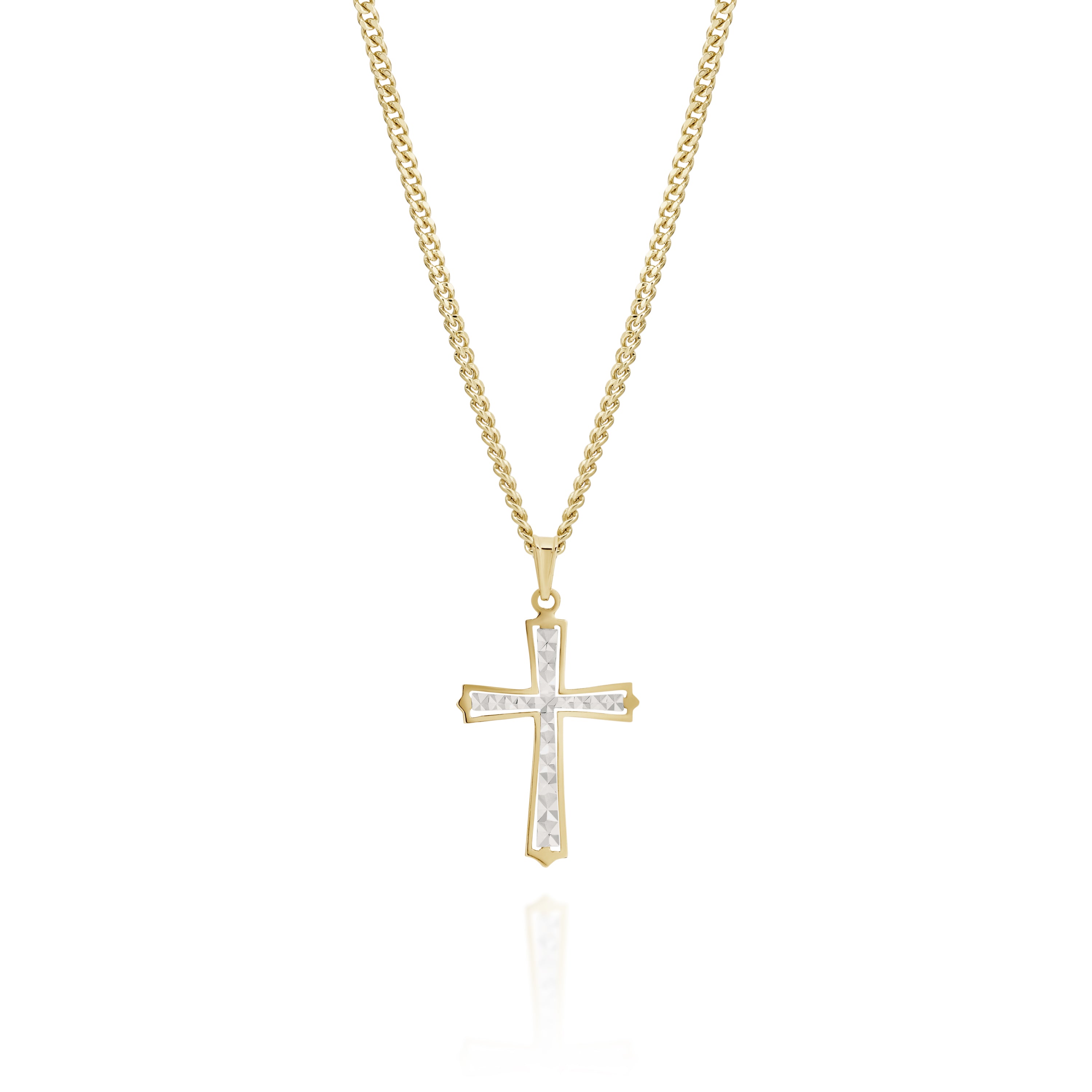 9ct gold 2 tone cross pendant