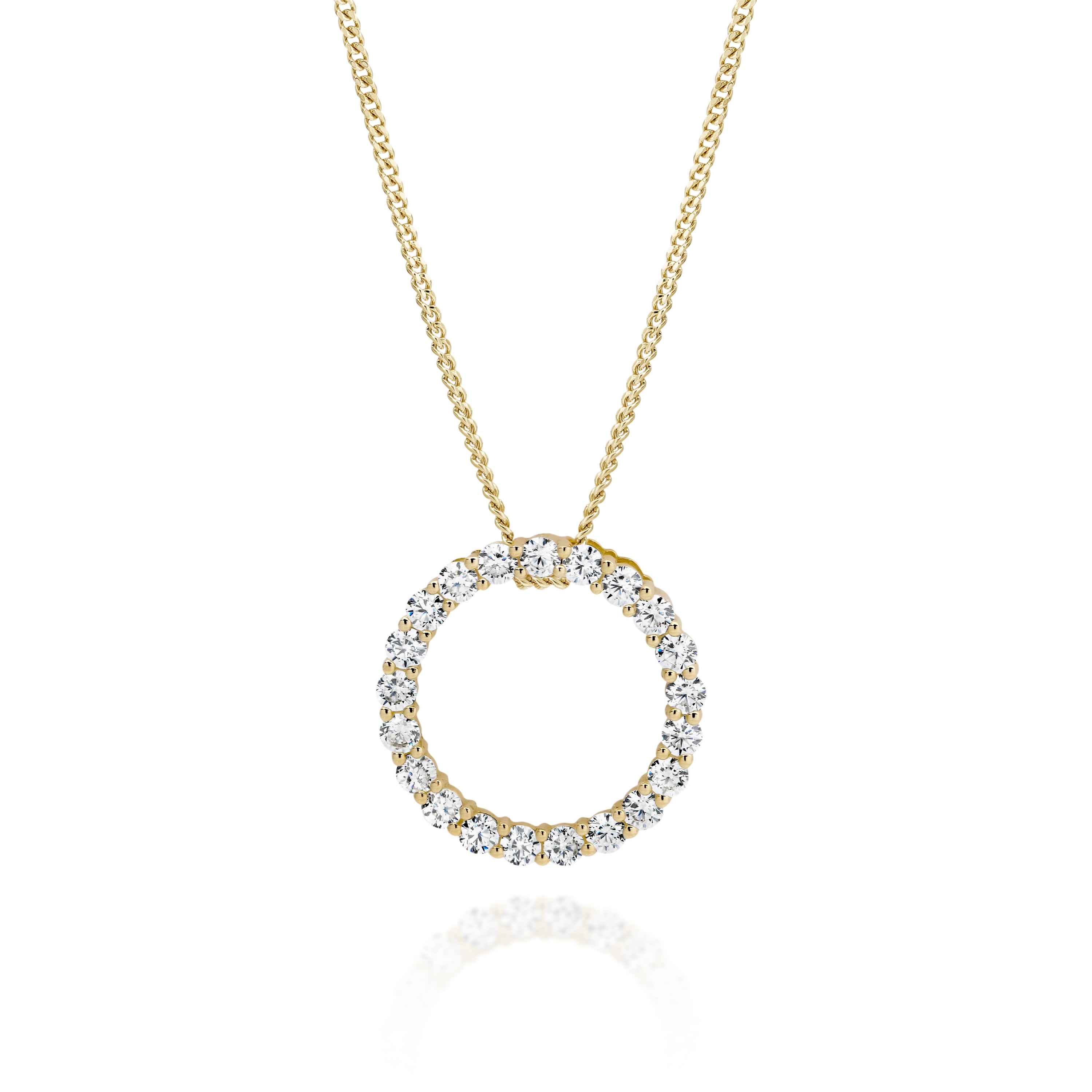 9ct gold stone set circle pendant