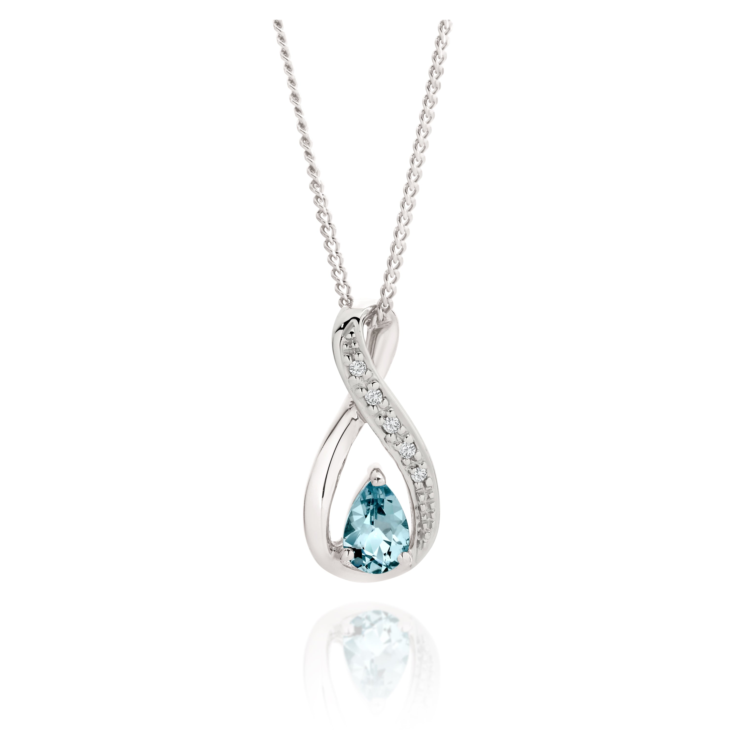 9ct White Gold Aquamarine & Diamond Pendant