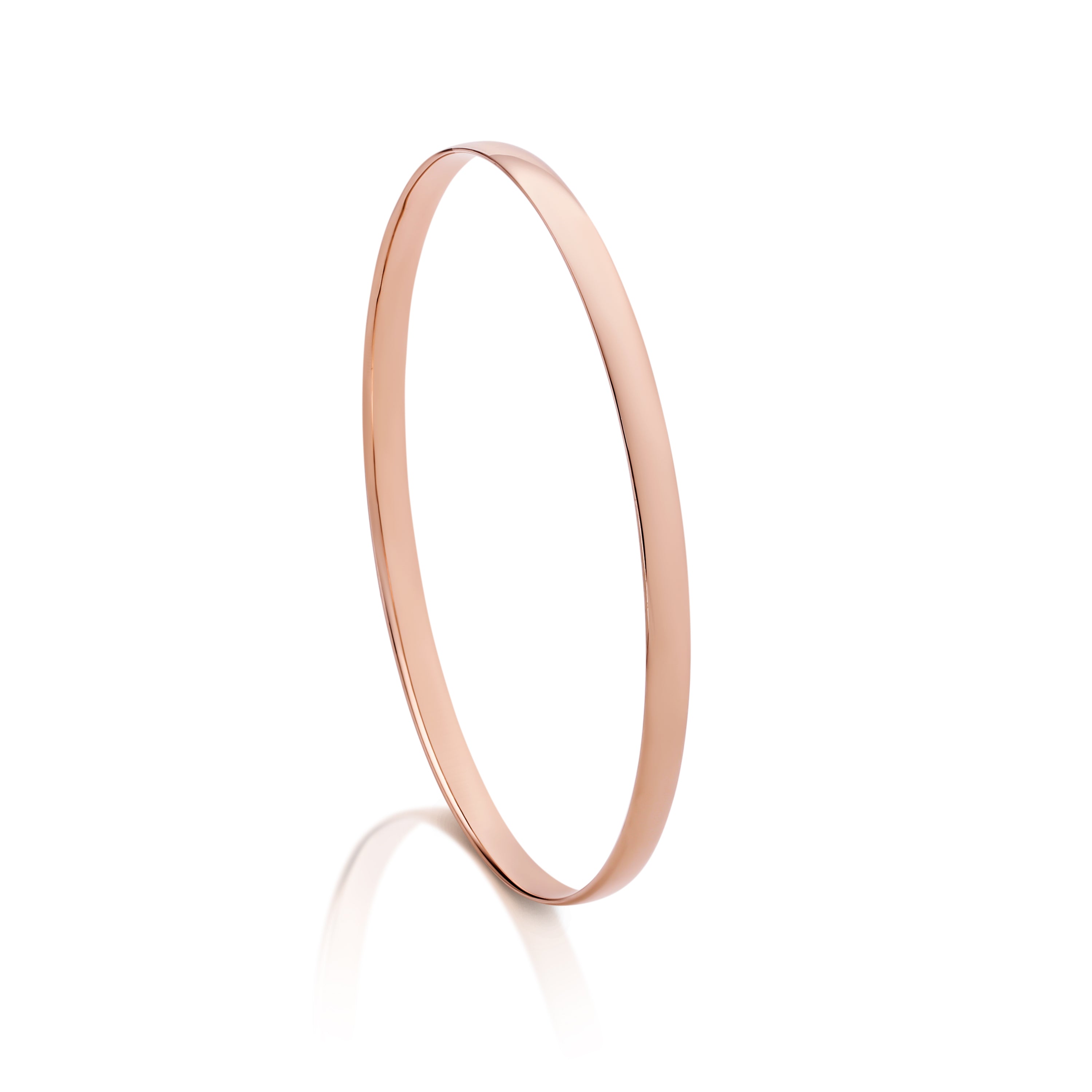 9ct rose gold 4mm wide solid bangle