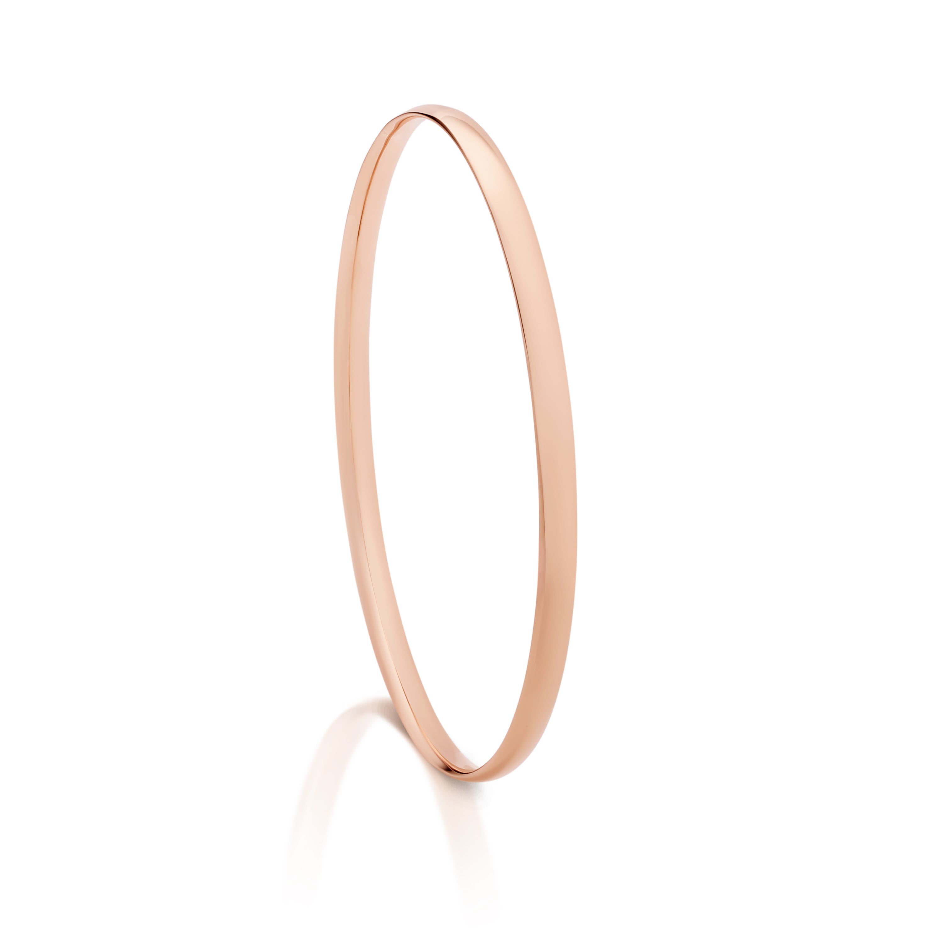 9ct rose gold 4mm wide solid comfort fit bangle