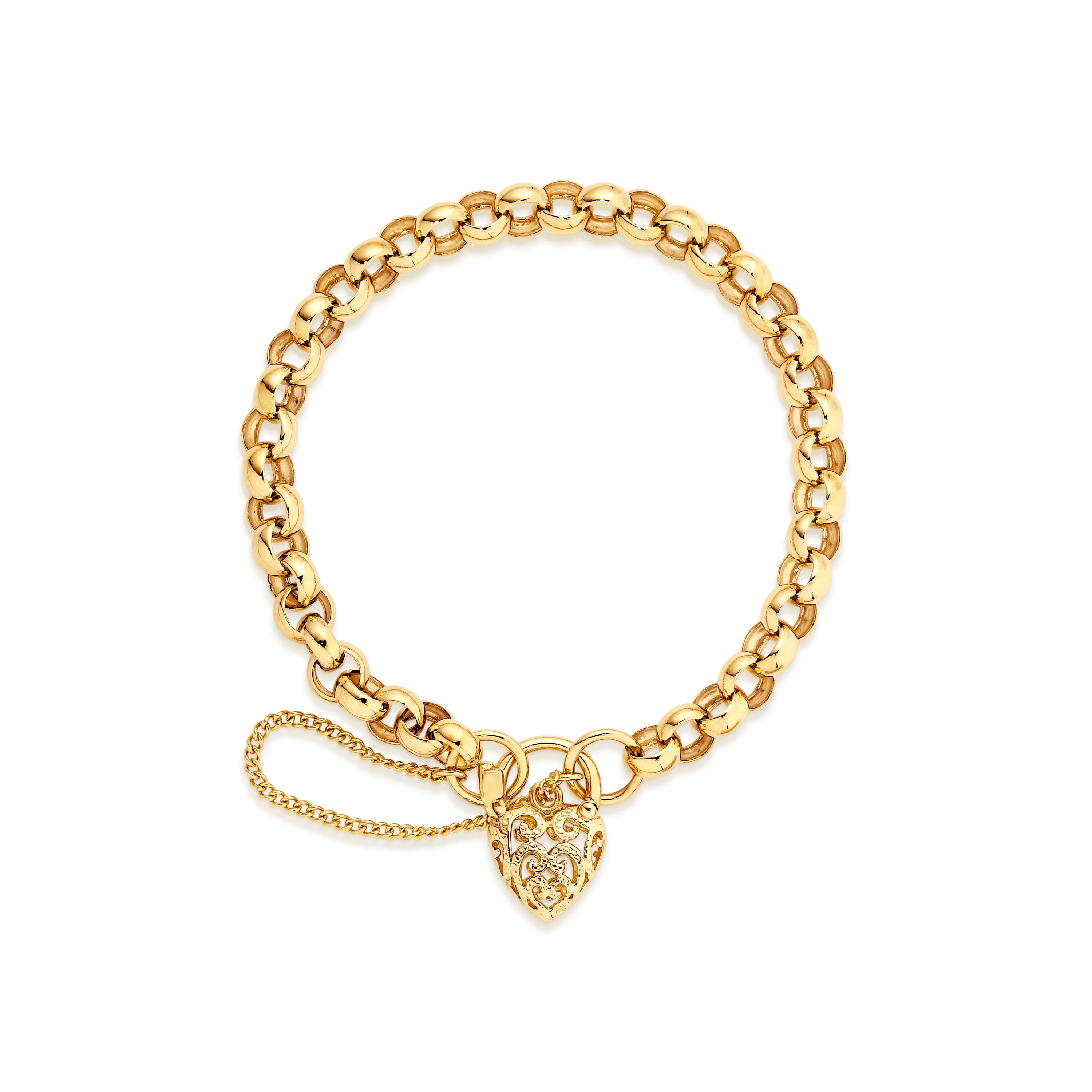 9ct gold solid padlock bracelet