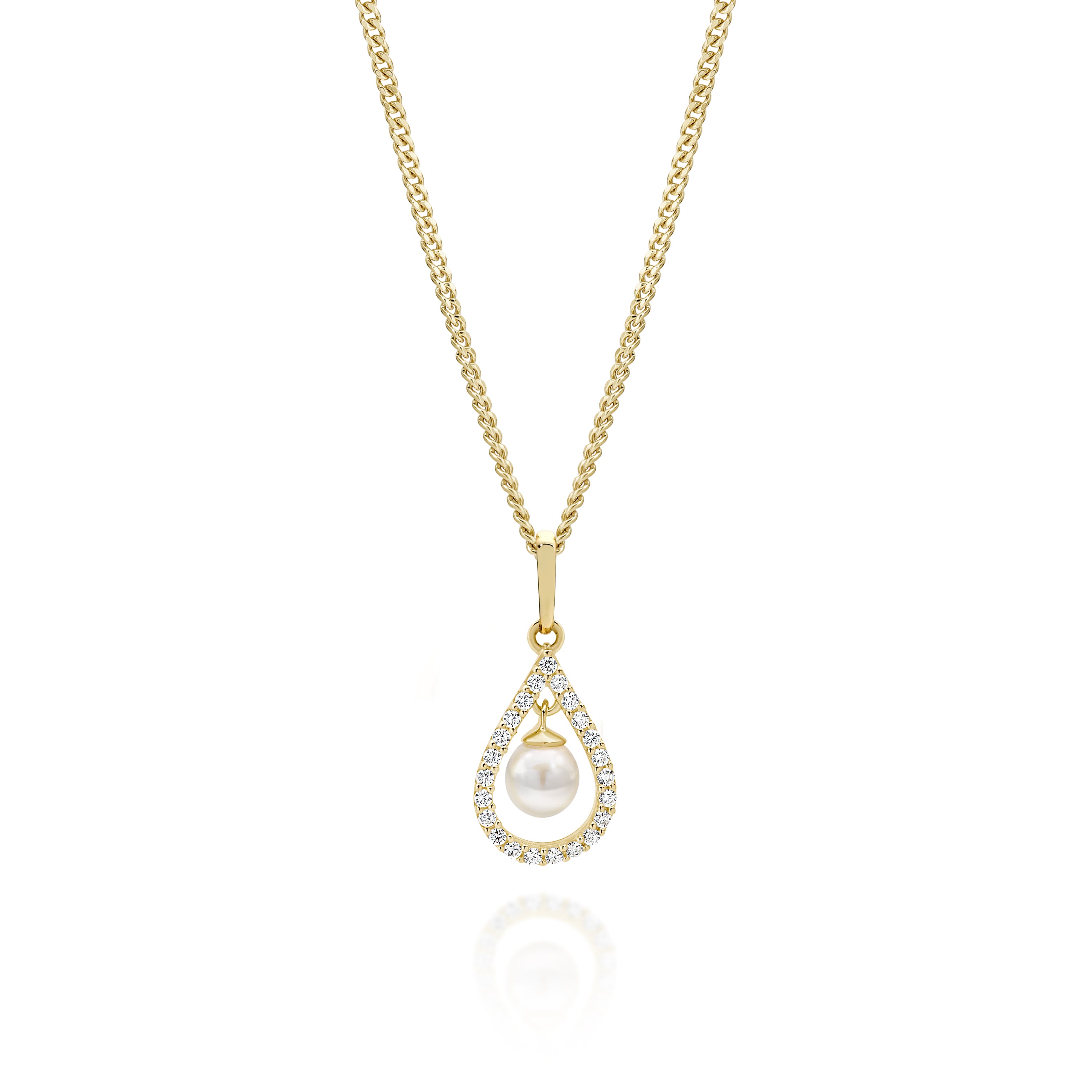 9ct Gold Tear Drop Pearl Pendant