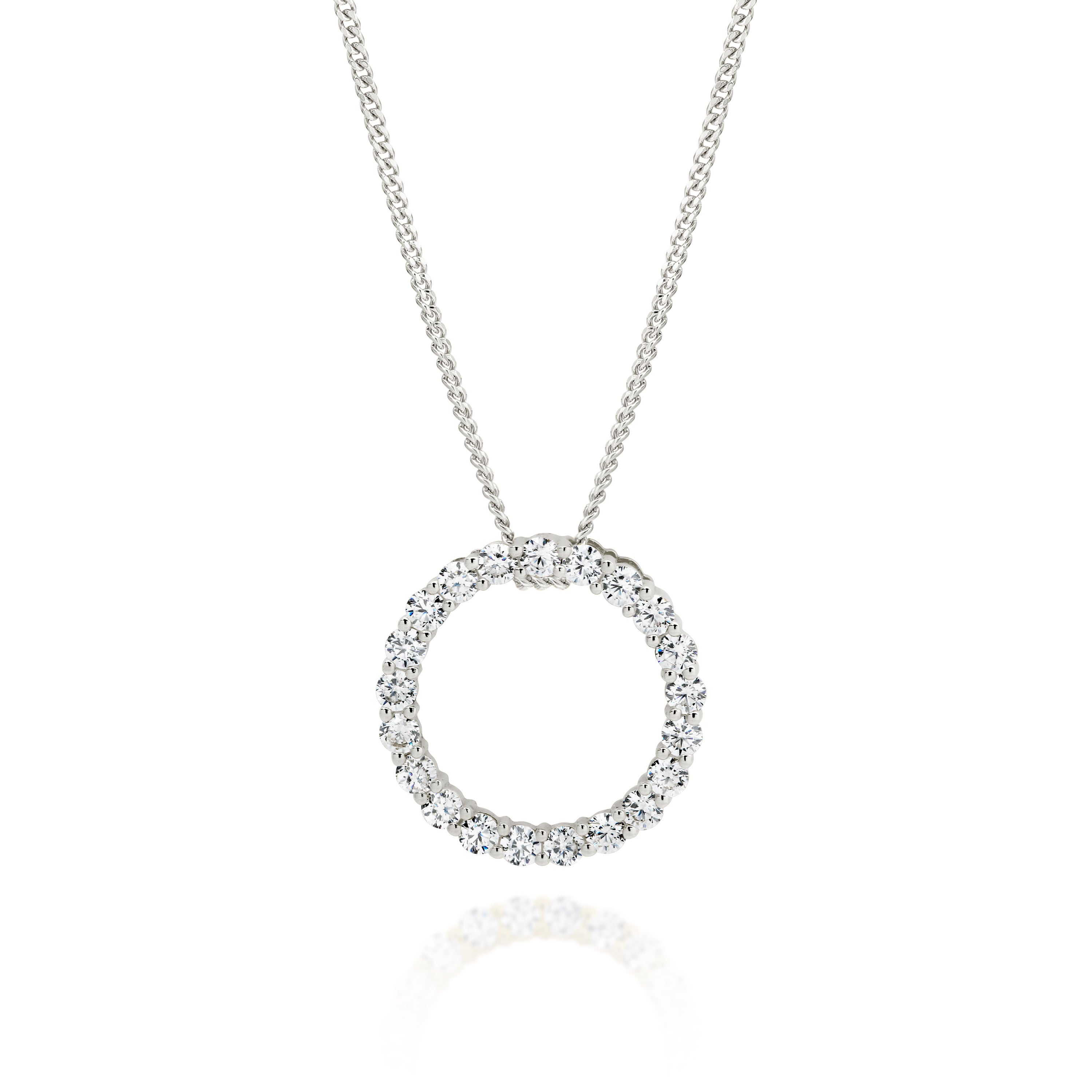 9ct White Gold Stone Set Pendant