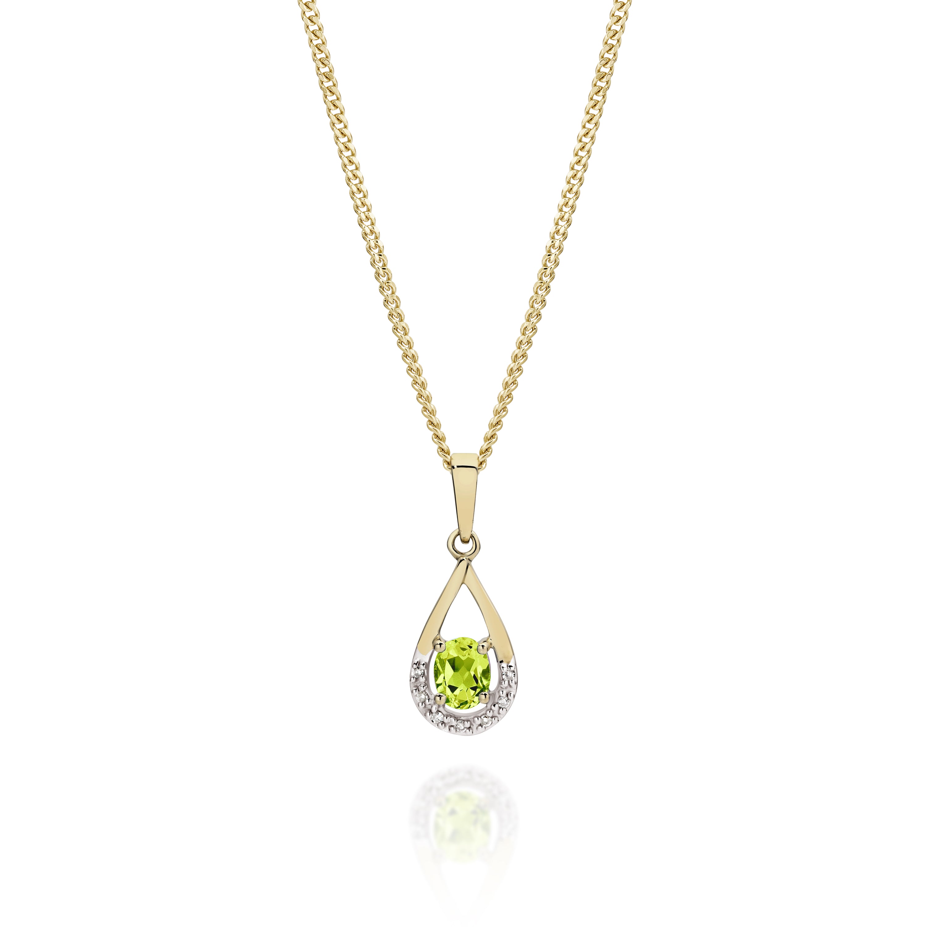 9ct peridot & diamond pendant