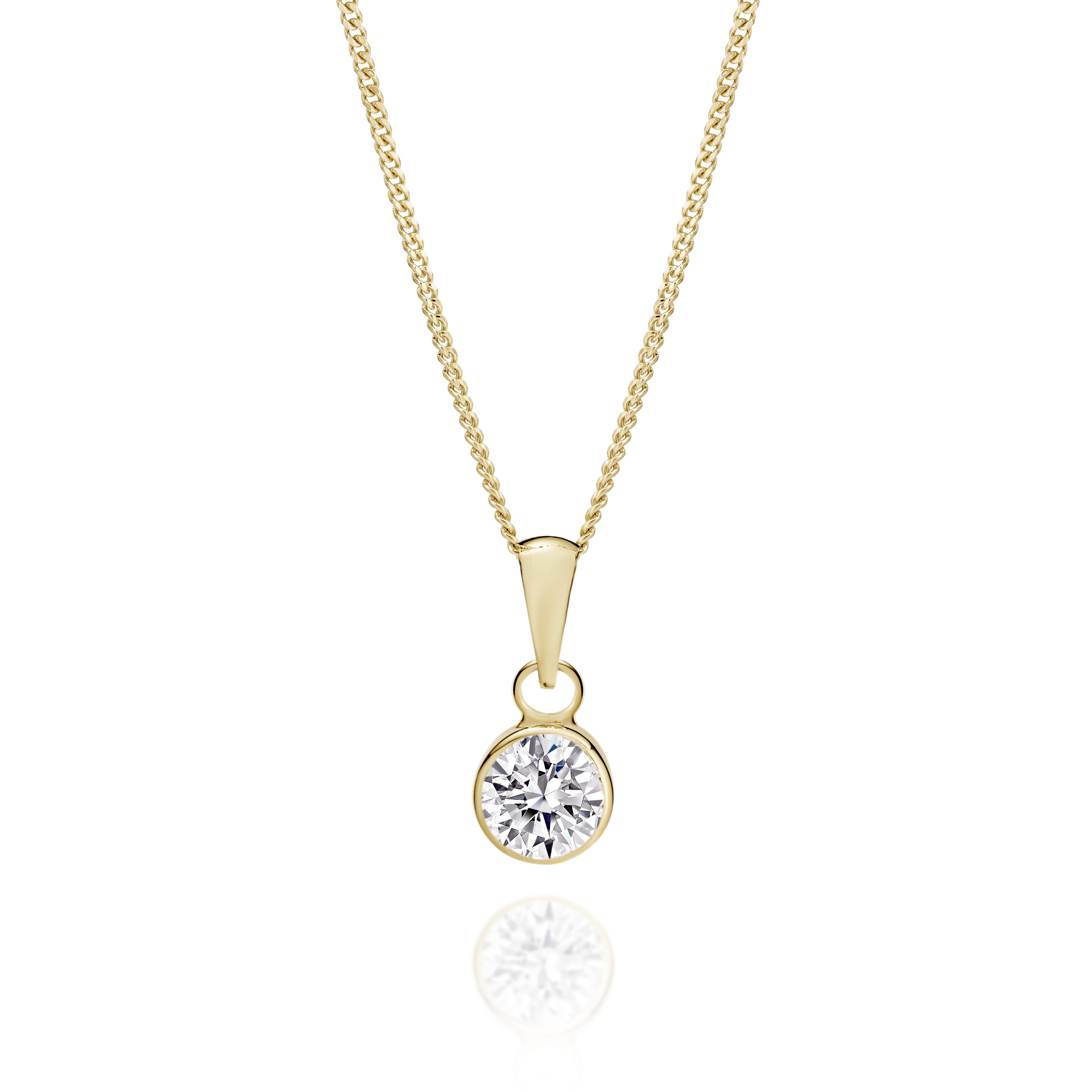 9ct Gold 6mm Bezel Stone Set Pendant