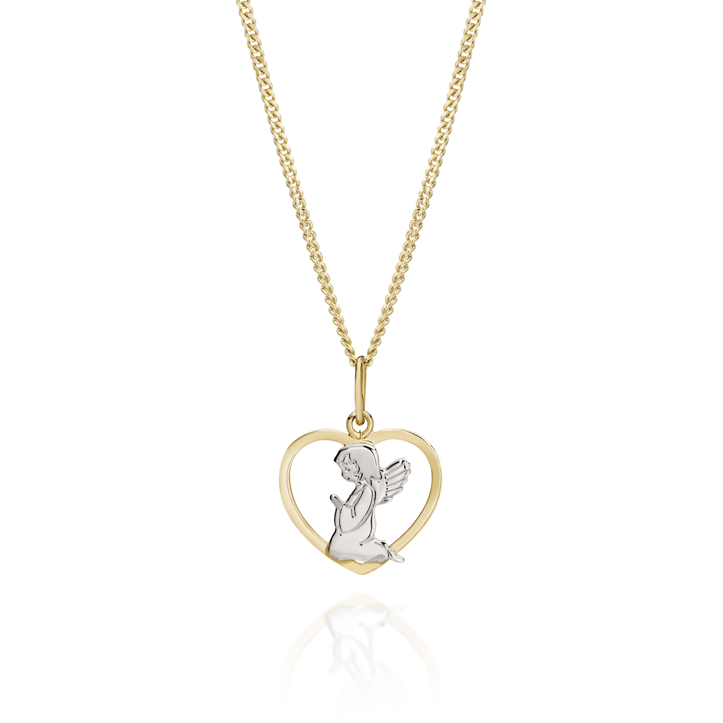 9ct 2 Tone Angel Heart Pendant