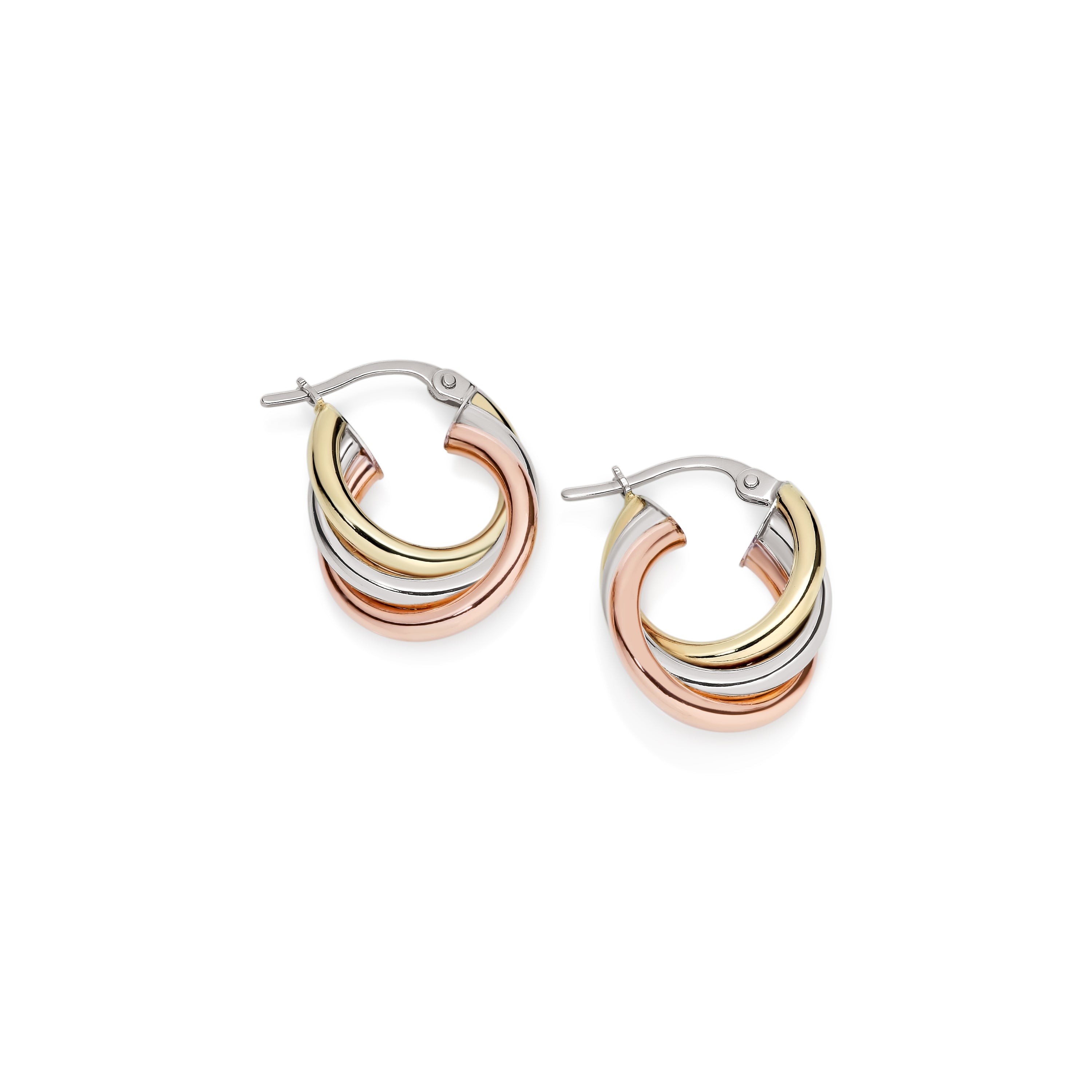 9ct 3 tone hoops