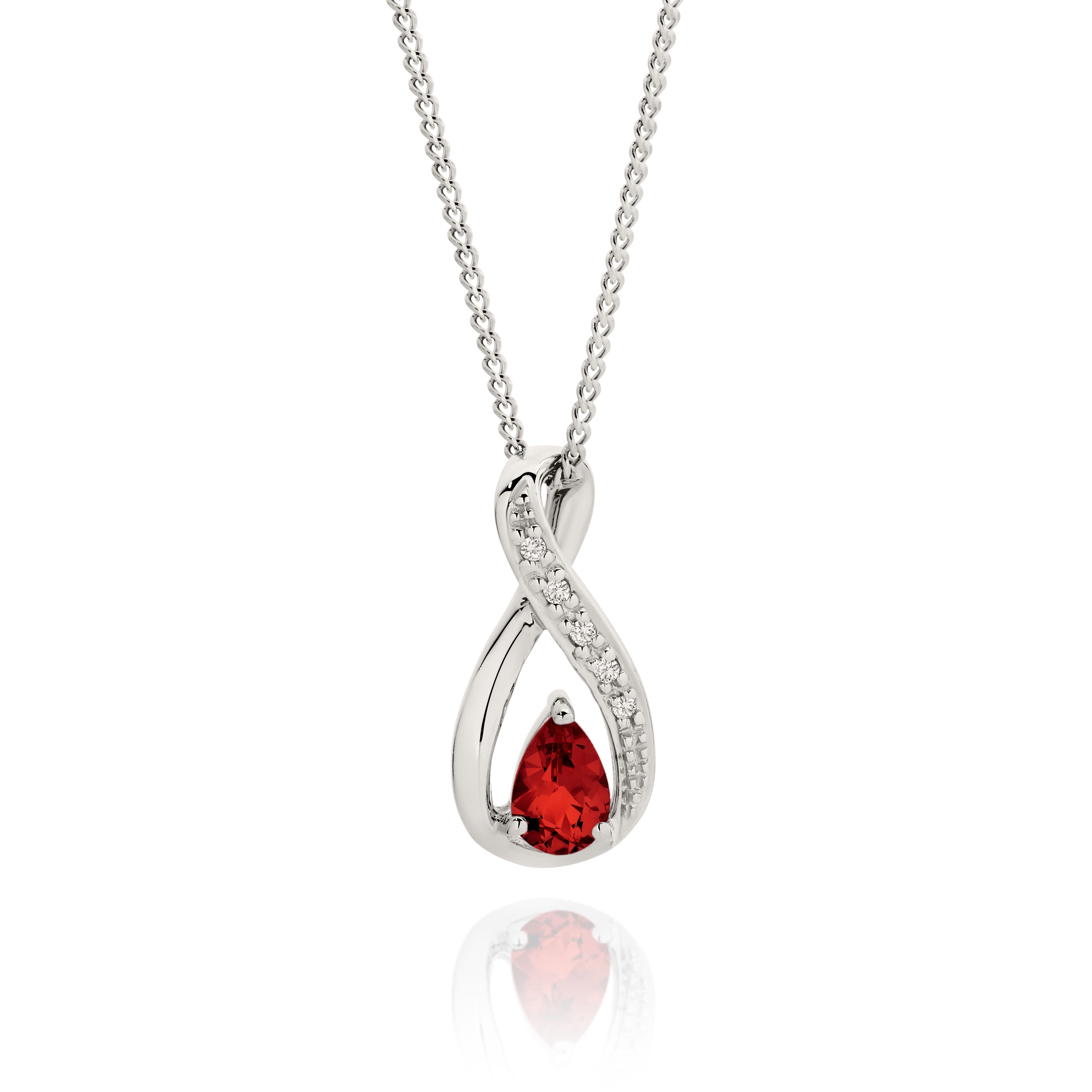 9ct White Gold Garnet & Diamond Pendant