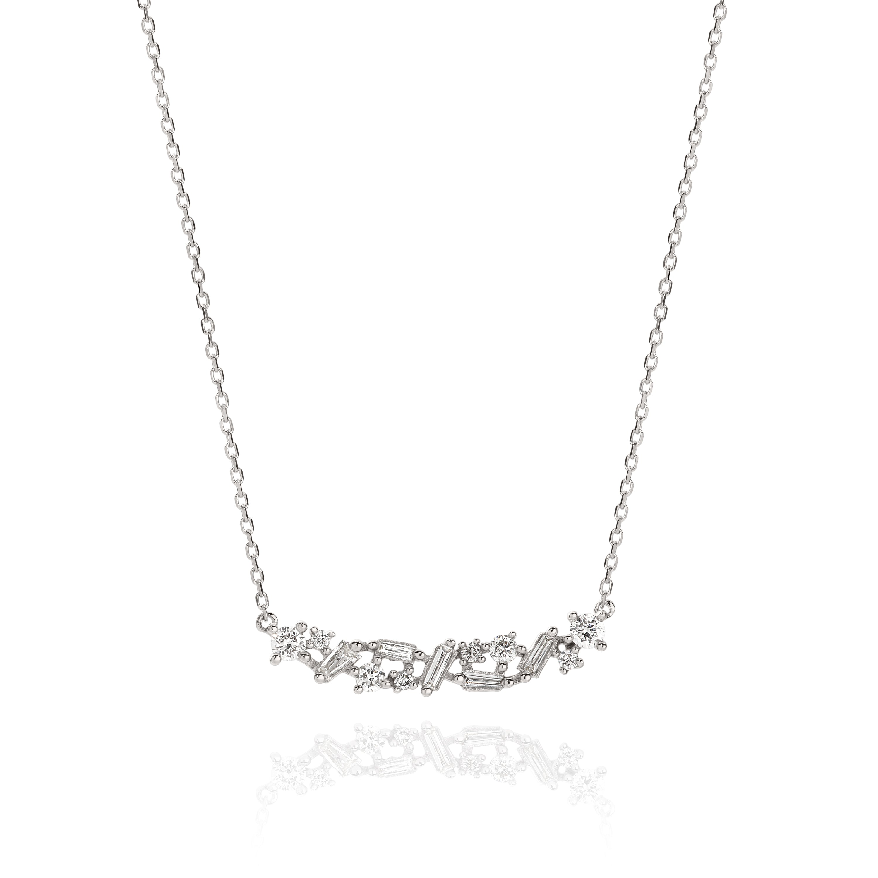 9ct white gold 0.26ct diamond necklet