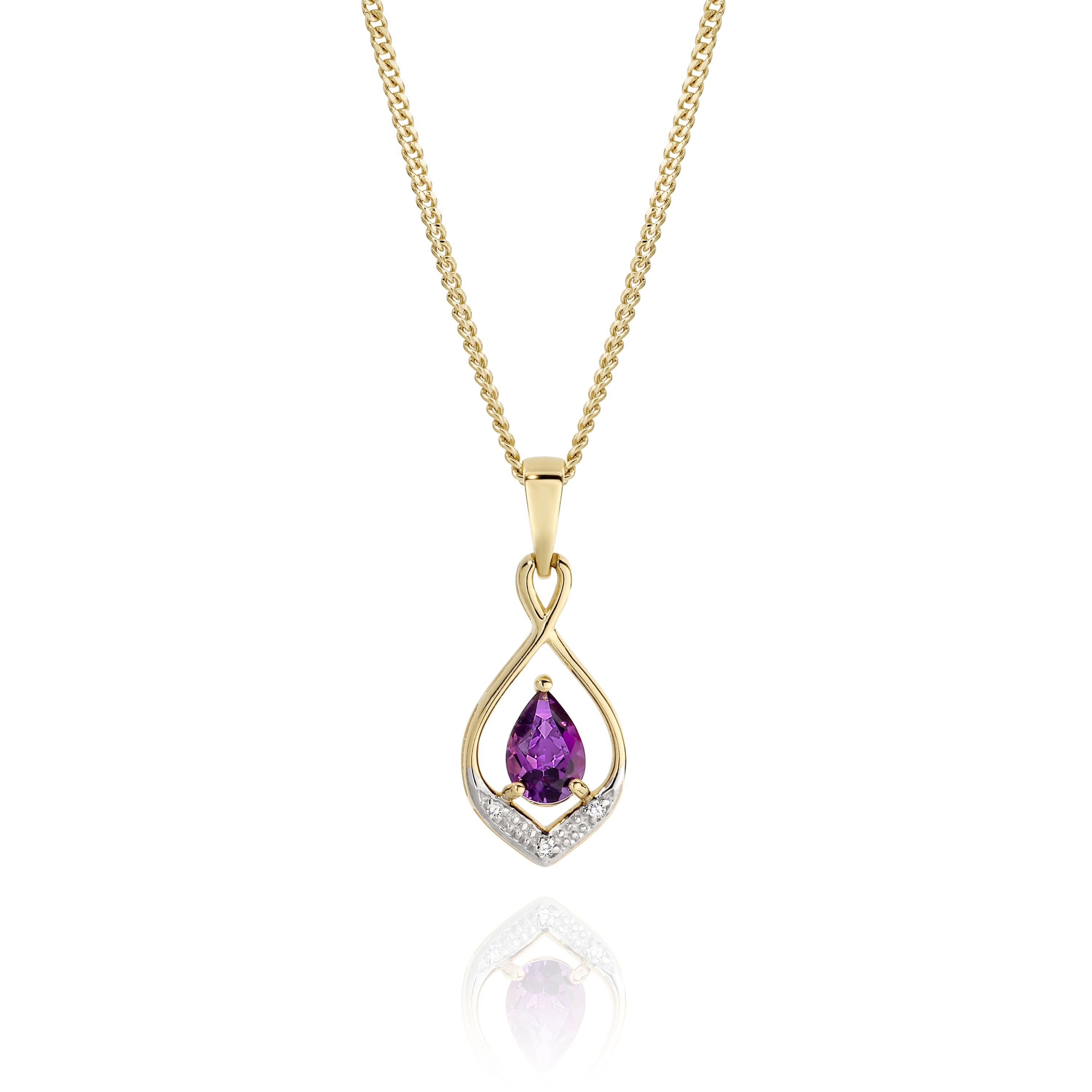 9ct Amethyst & Diamond Pendant