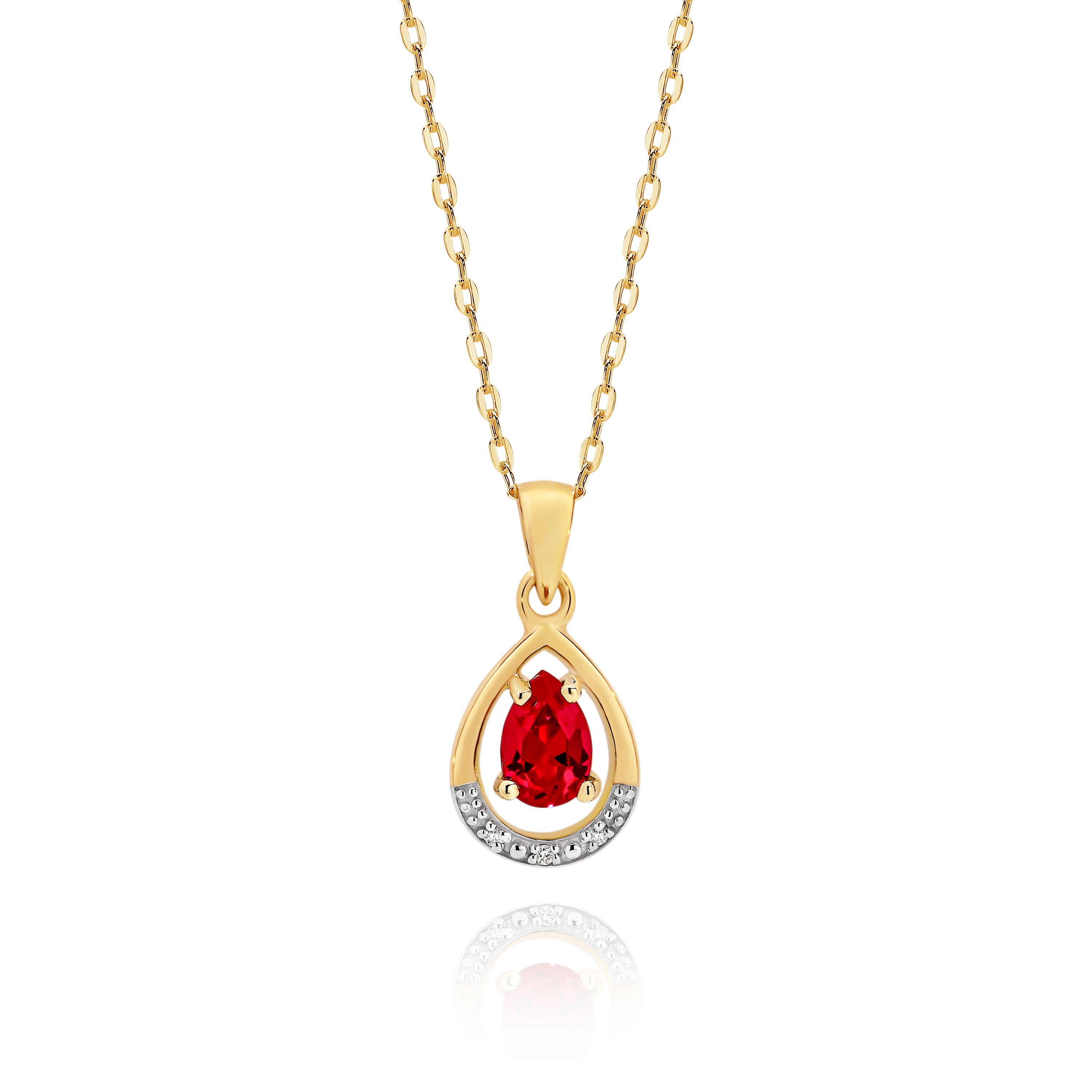 9ct Gold Cr Ruby & Diamond Pendant