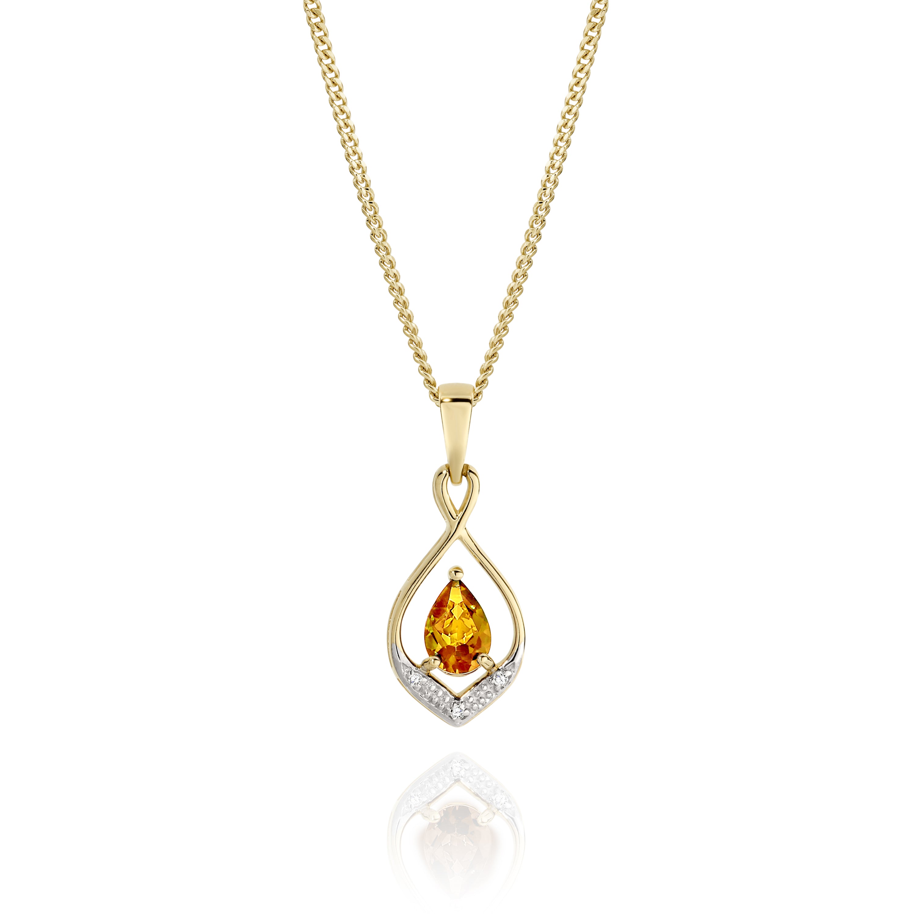 9ct Citrine & Diamond Pendant