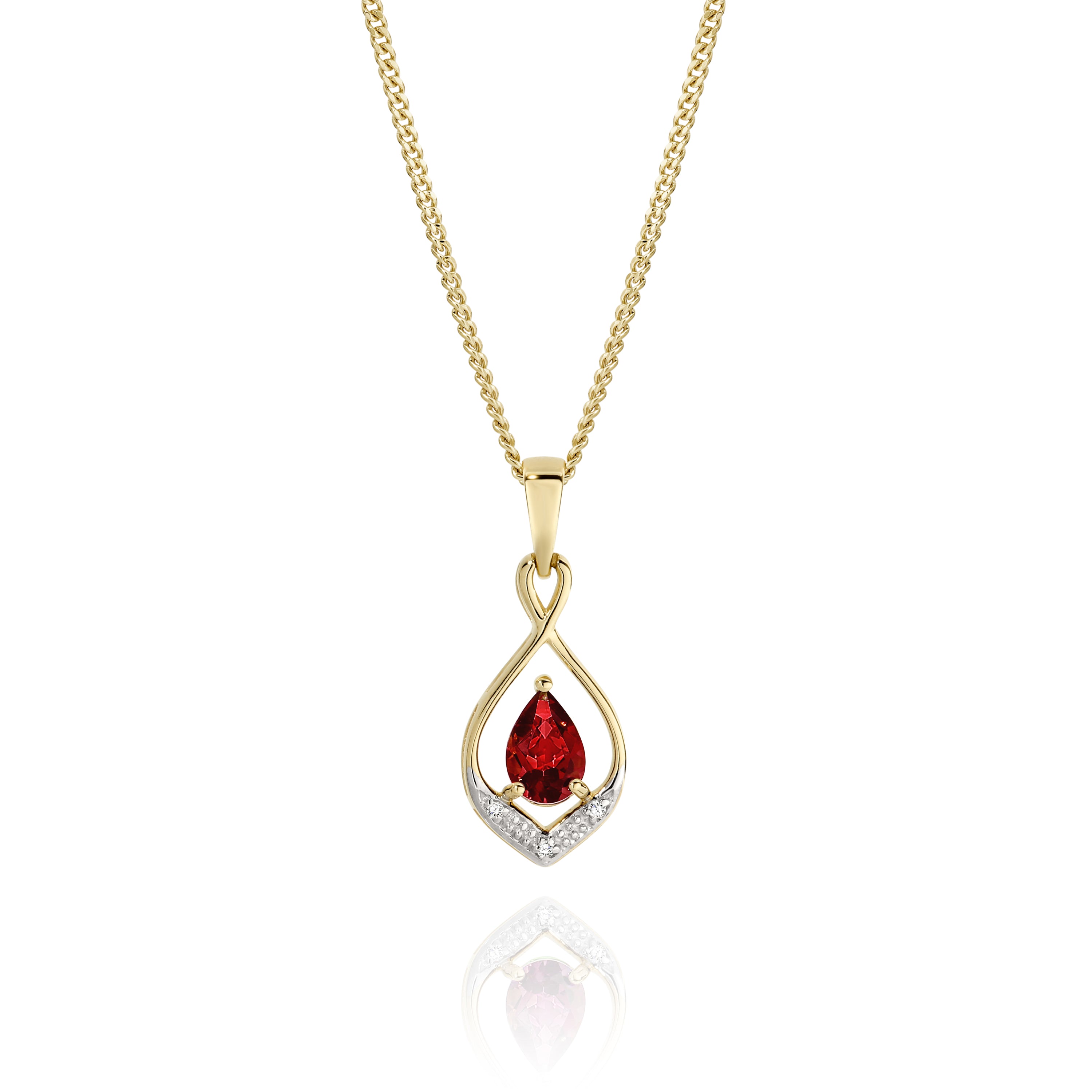 9ct Garnet & Diamond Pendant