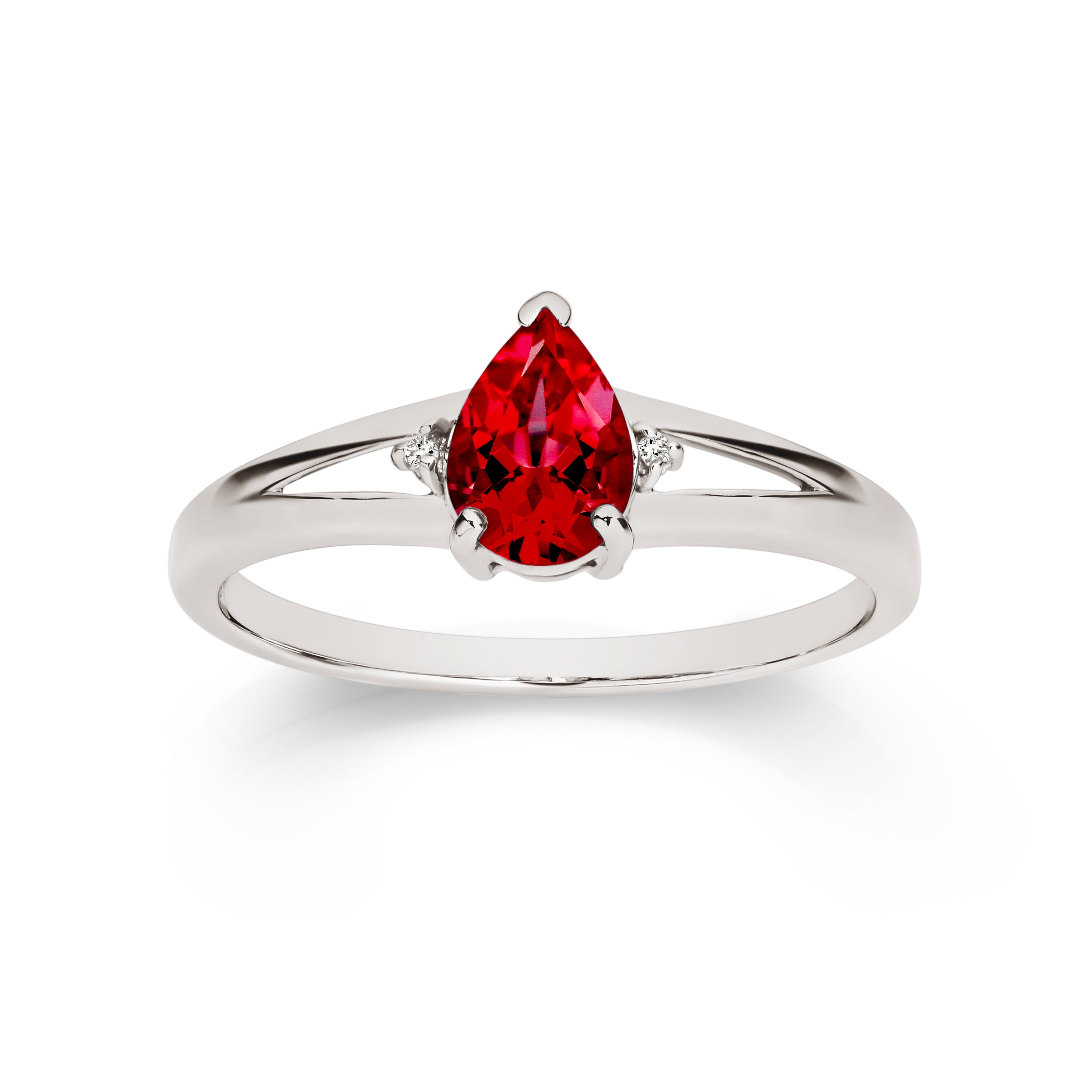 9ct white gold cr ruby & diamond ring