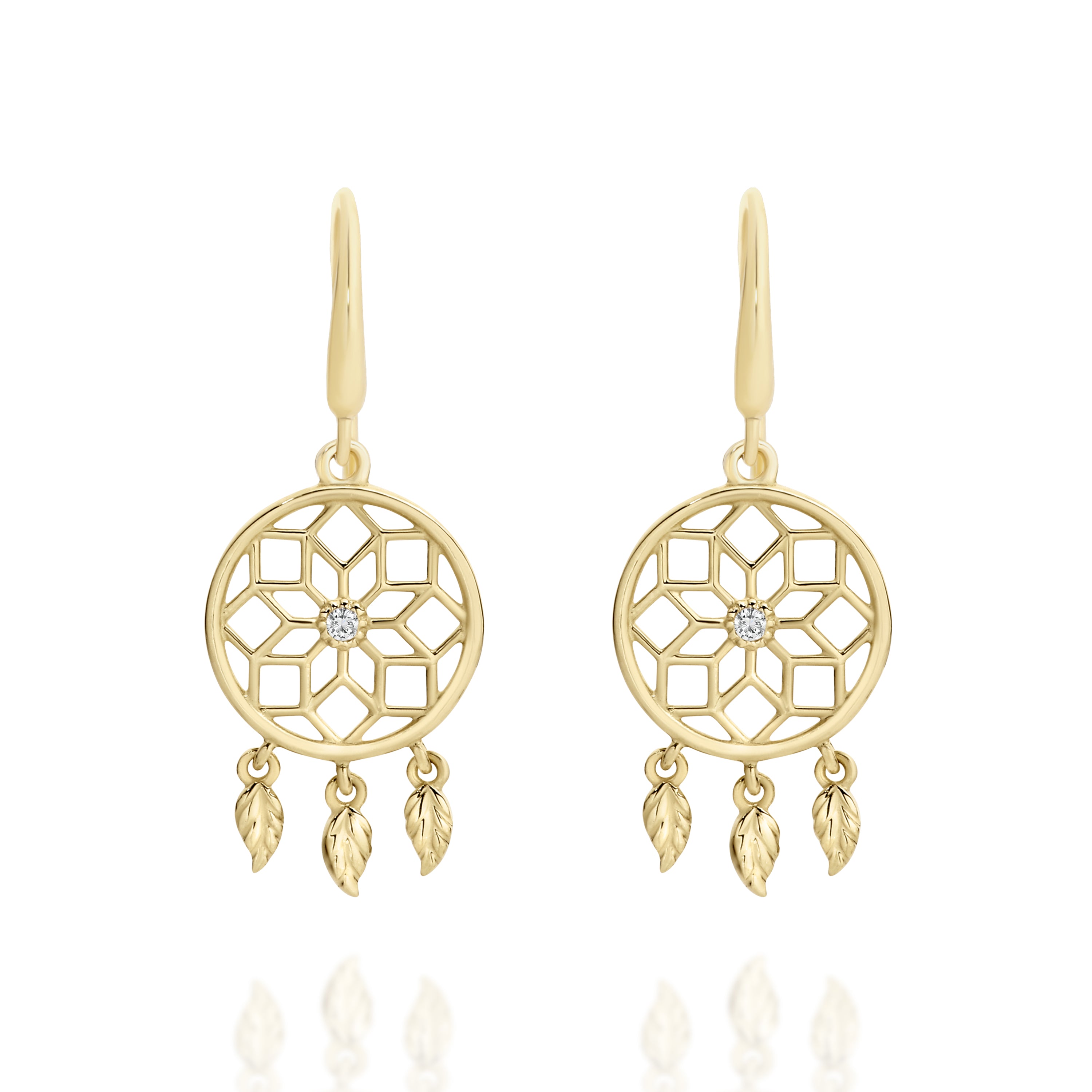 9ct gold dream catcher earrings