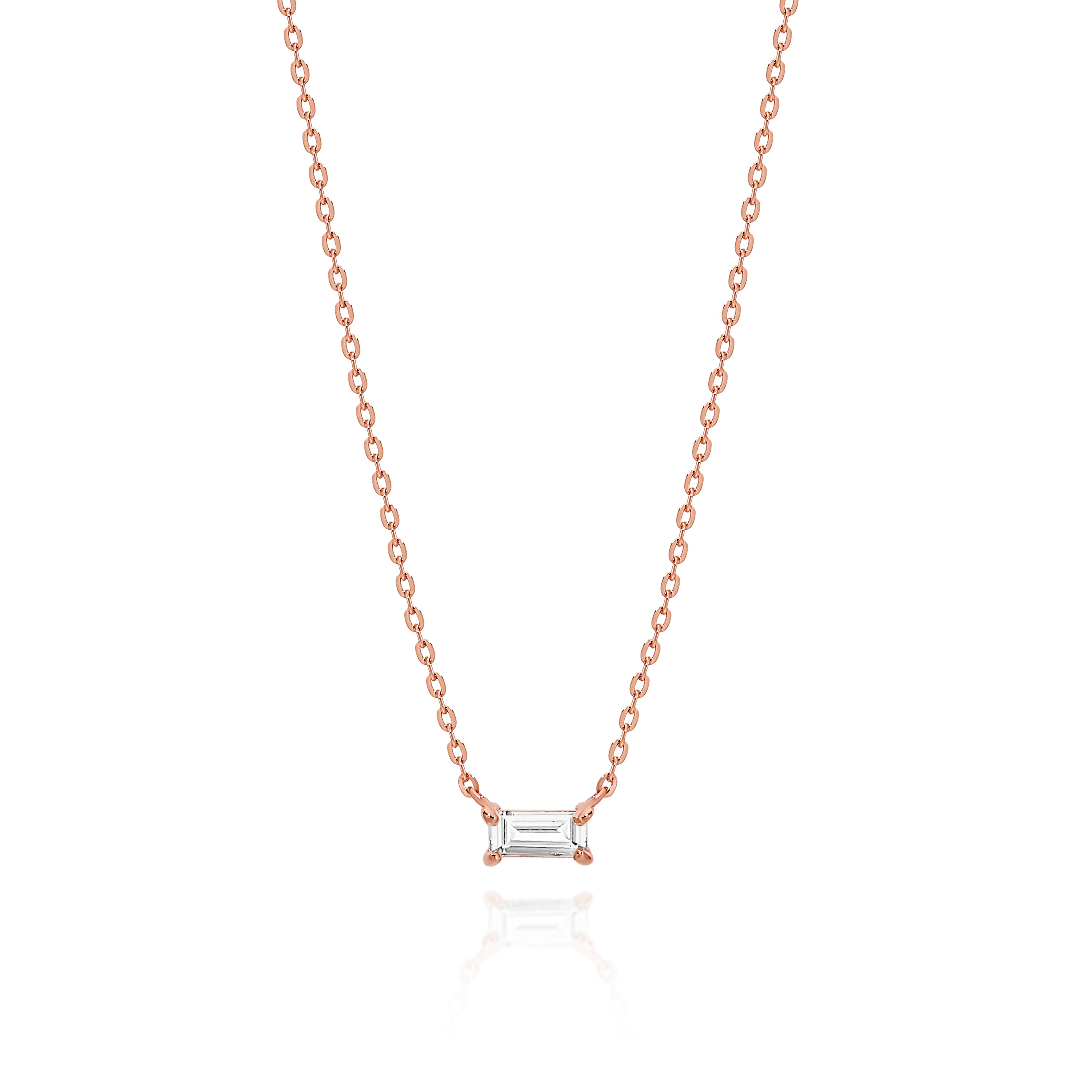 9ct rose gold emerald cut necklet
