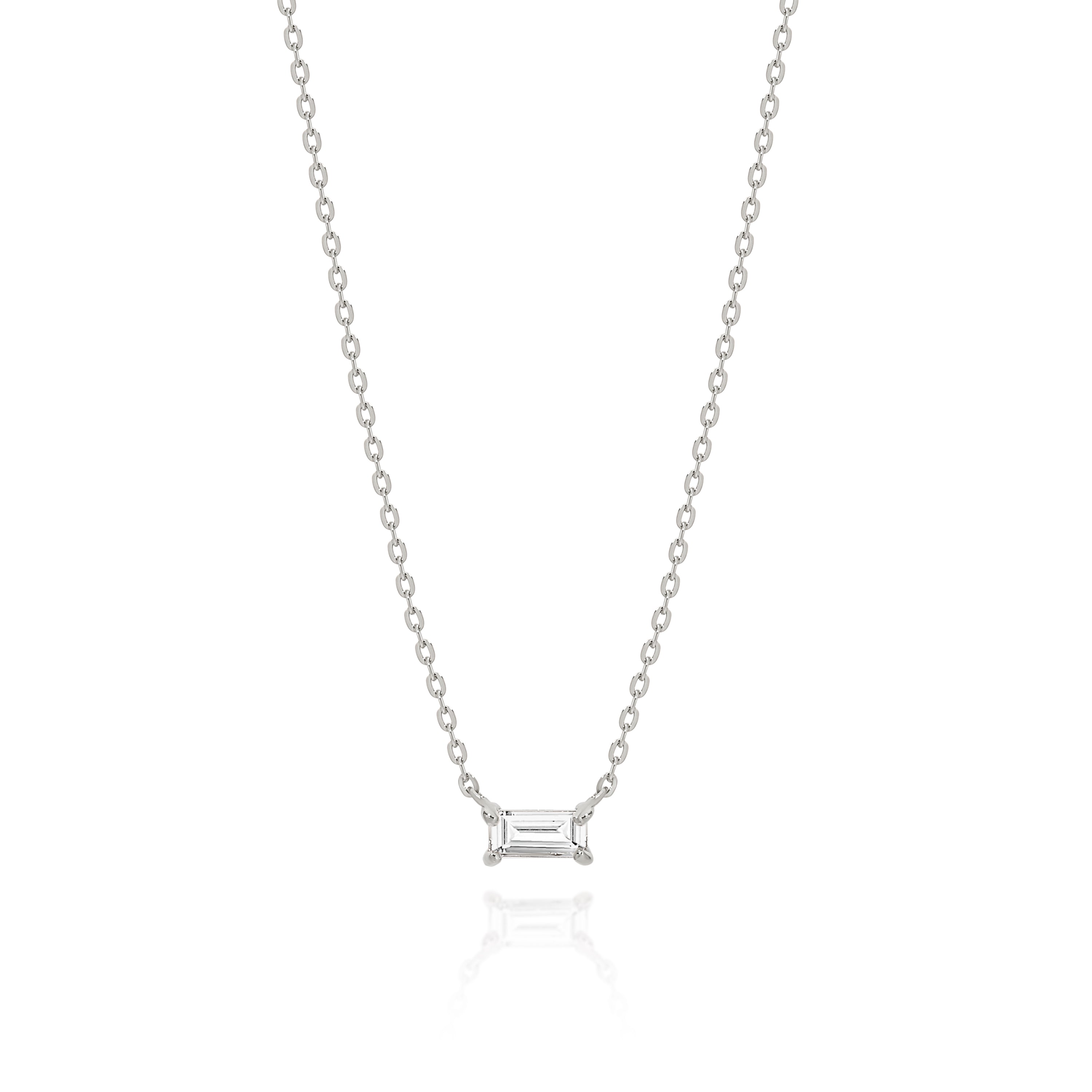 9ct white gold emerald cut necklet