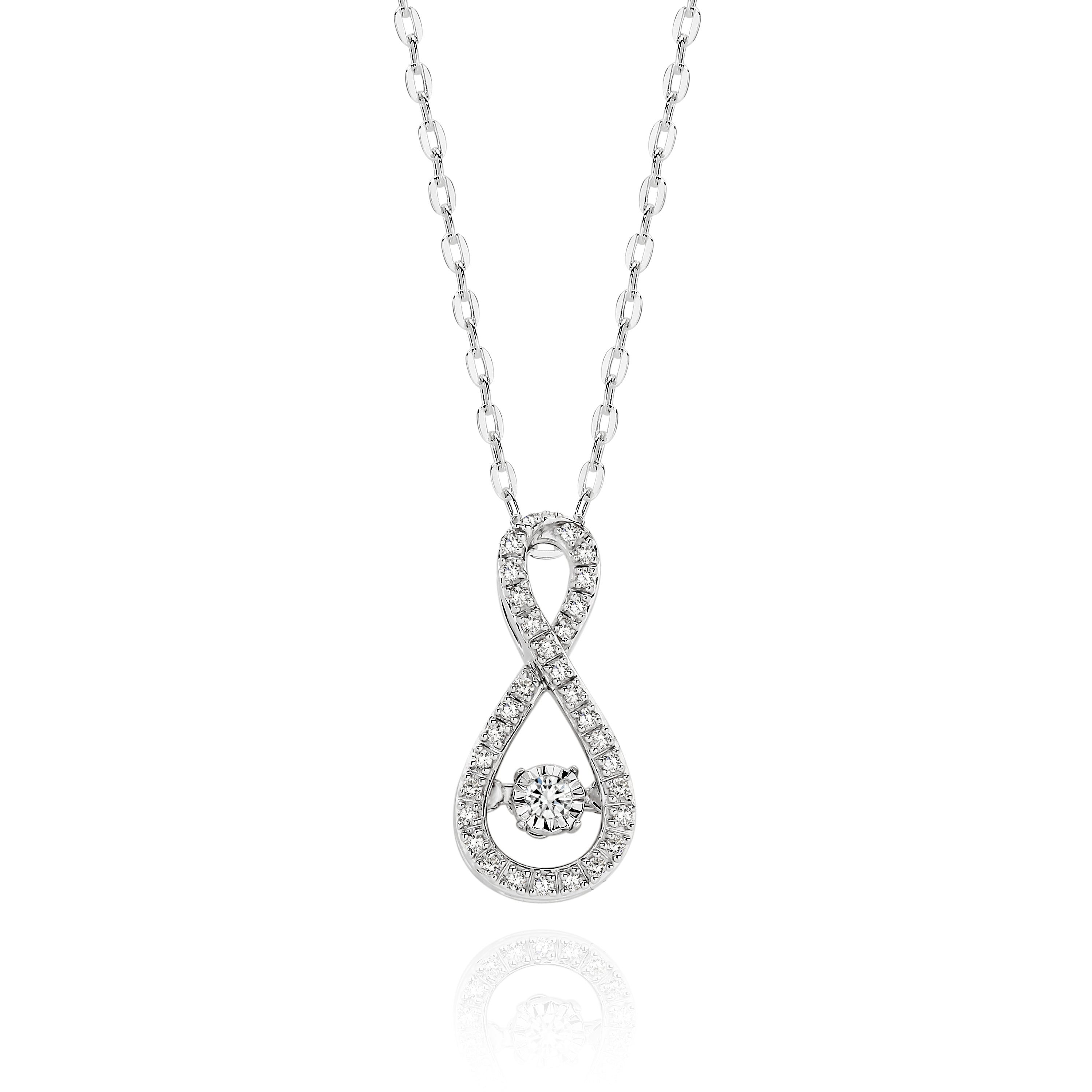 9ct White Gold 0.10ct Dancing Diamond Pendant