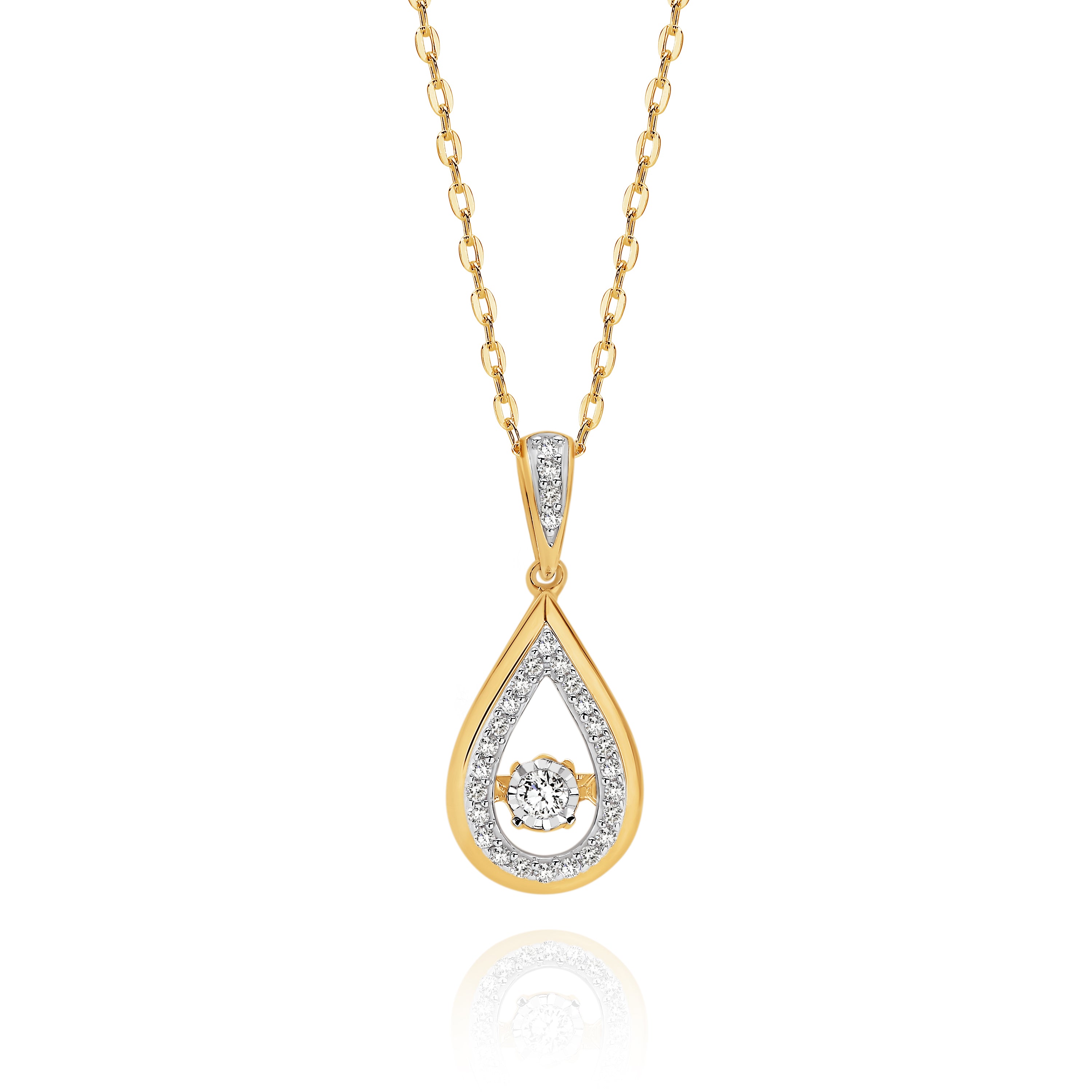 9ct gold 0.12ct dancing diamond pendant