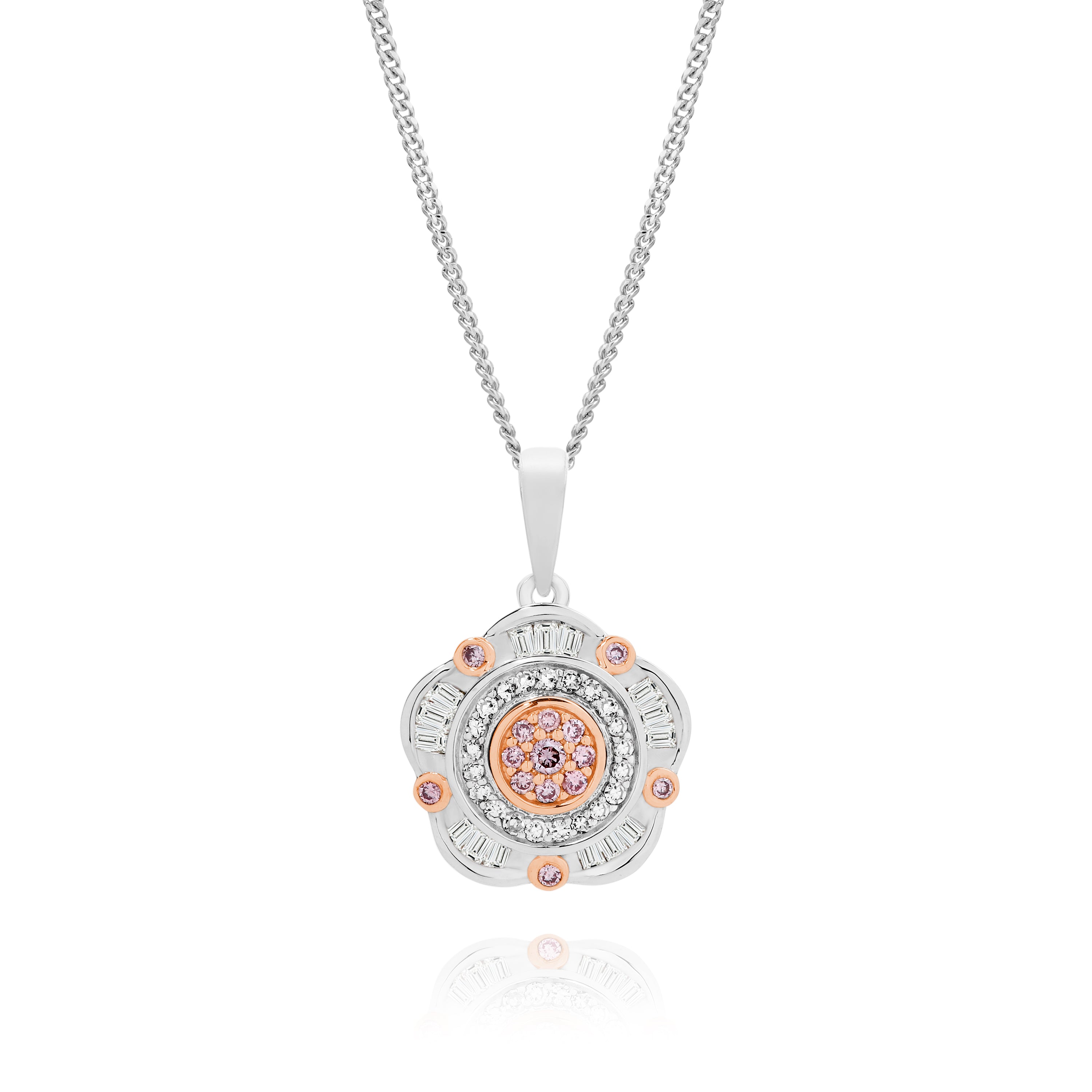 9ct White Gold 0.25ct Natural Australian Pink Diamond Pendant