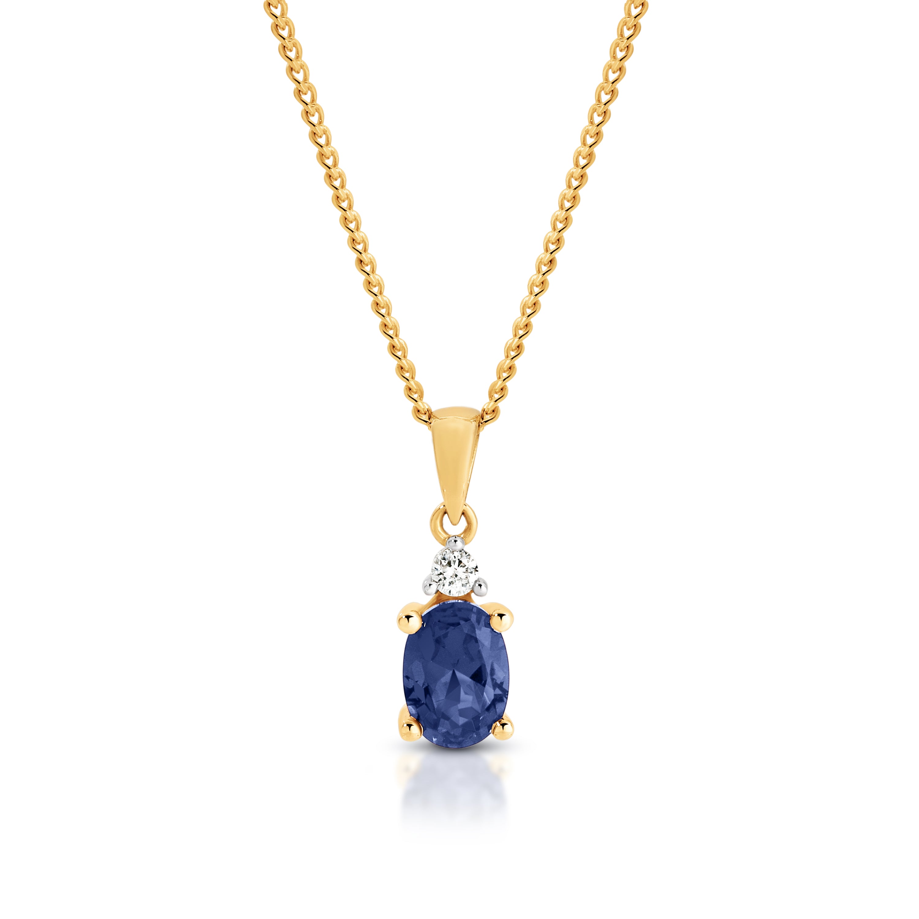9ct Gold Sapphire & Diamond Pendant