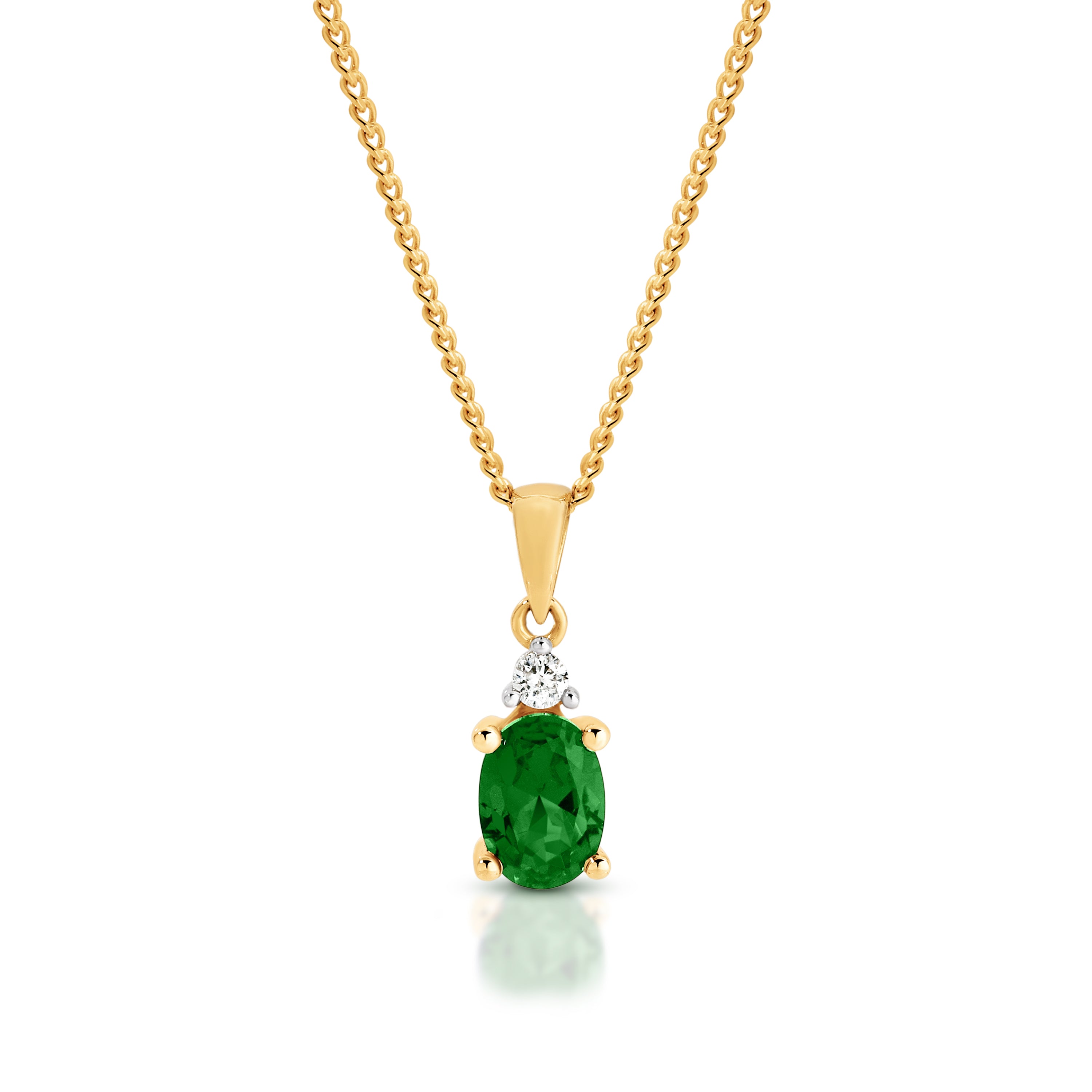 9ct Gold Emerald & Diamond Pendant