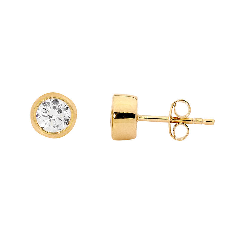 ELLANI Silver Plated CZ 5mm Bezel Set Studs