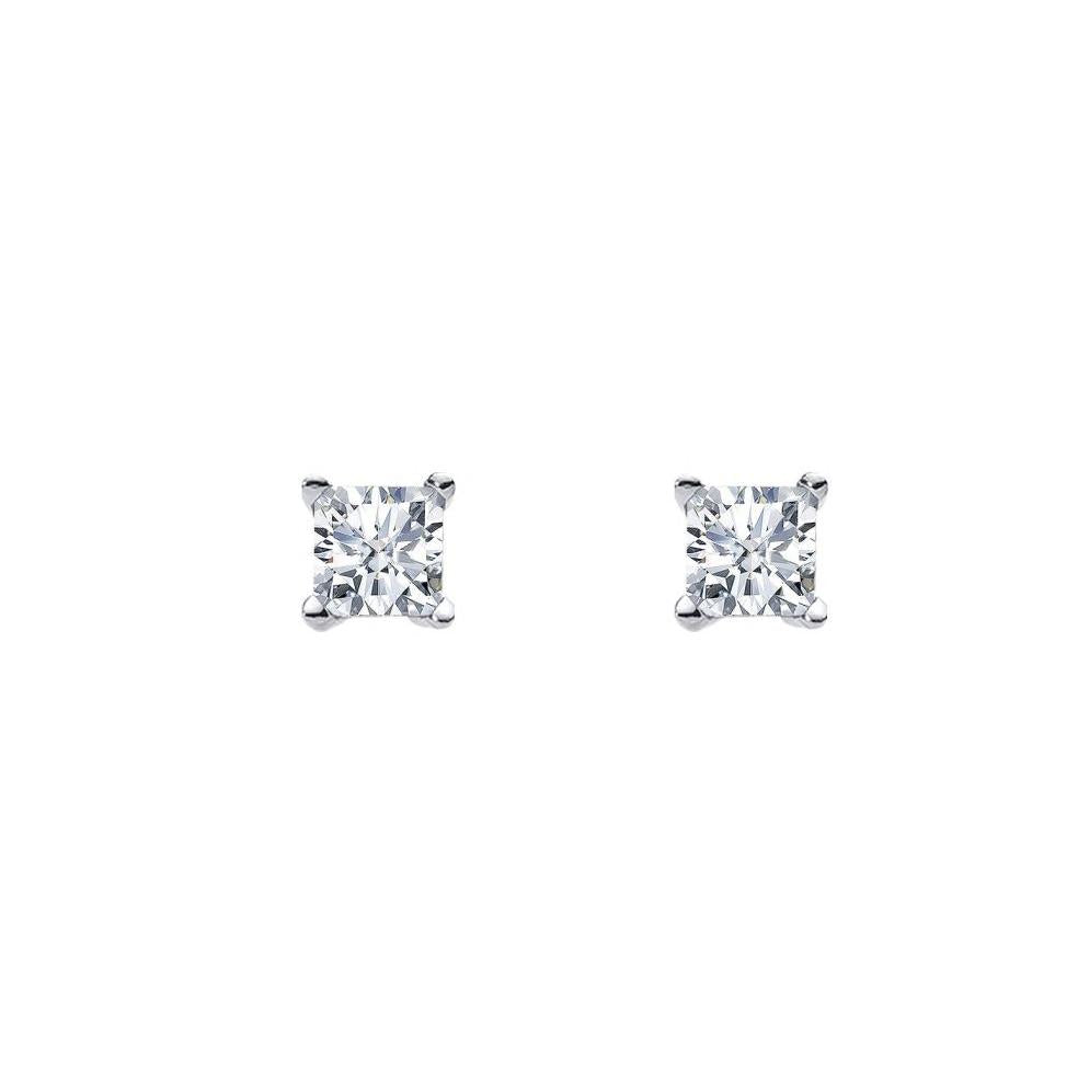 ELLANI Silver Princess CZ Claw Set Studs