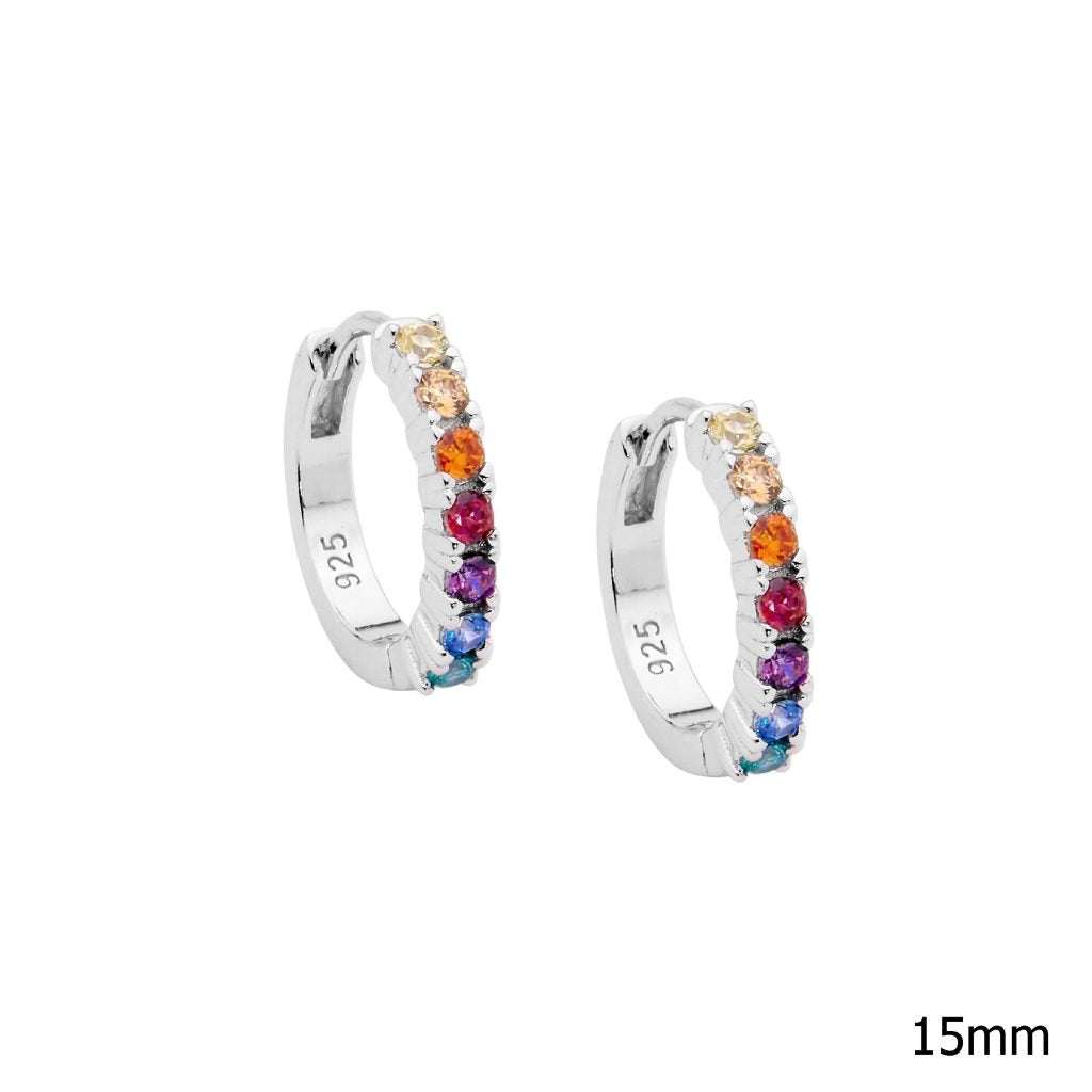 ELLANI Silver Multi Coloured CZ Hoops