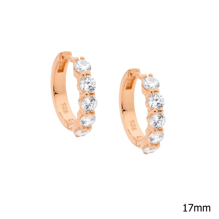 ELLANI Silver Plated Hoop Earrings with CZ