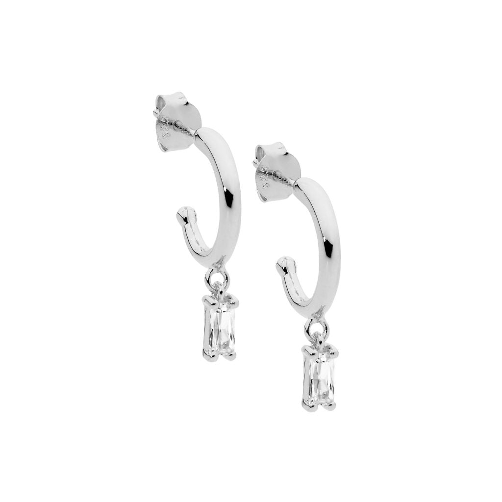 ELLANI Silver Hoop with CZ Drop