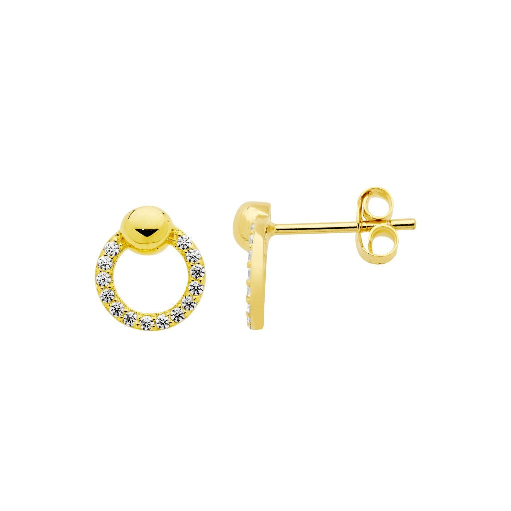 ELLANI Silver Plated CZ Open Circle Studs