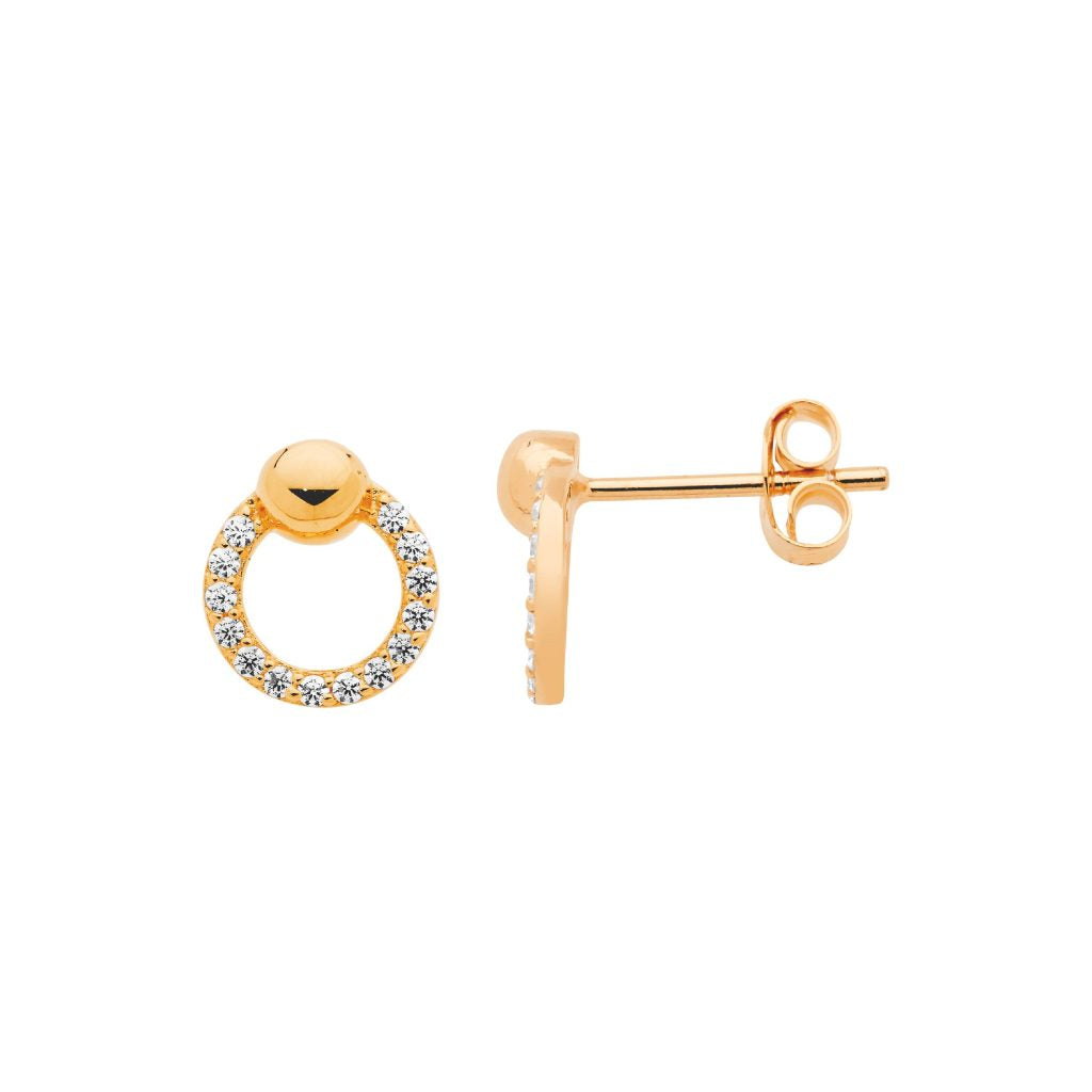 ELLANI Silver Plated Open Circle Earrings with CZ