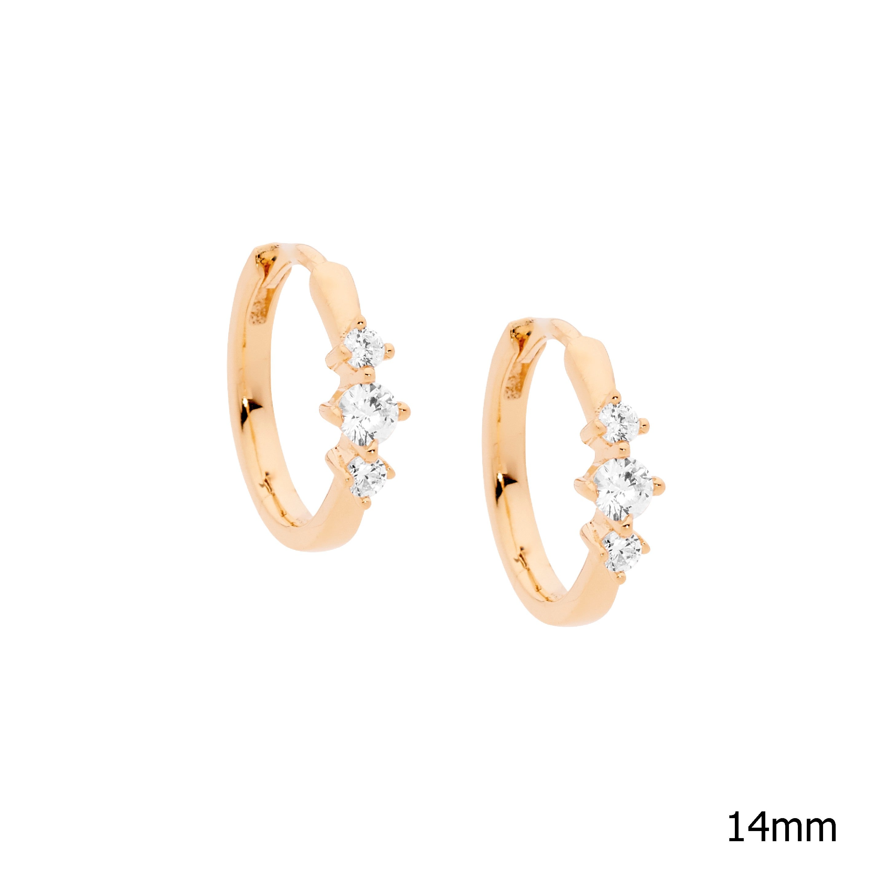 ELLANI Silver CZ Hoop Earrings with Rose Gold Plating