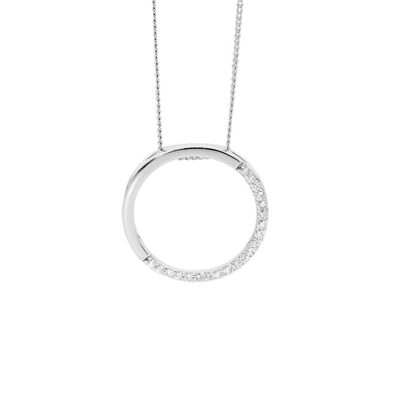 ELLANI Silver Open Circle Necklet with CZ