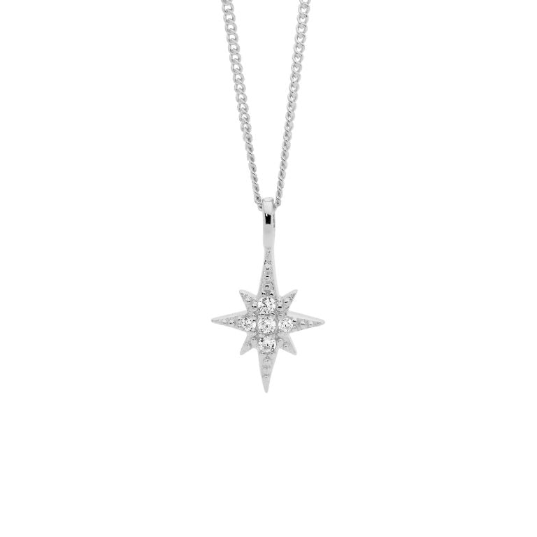 ELLANI Silver Star Necklet with CZ