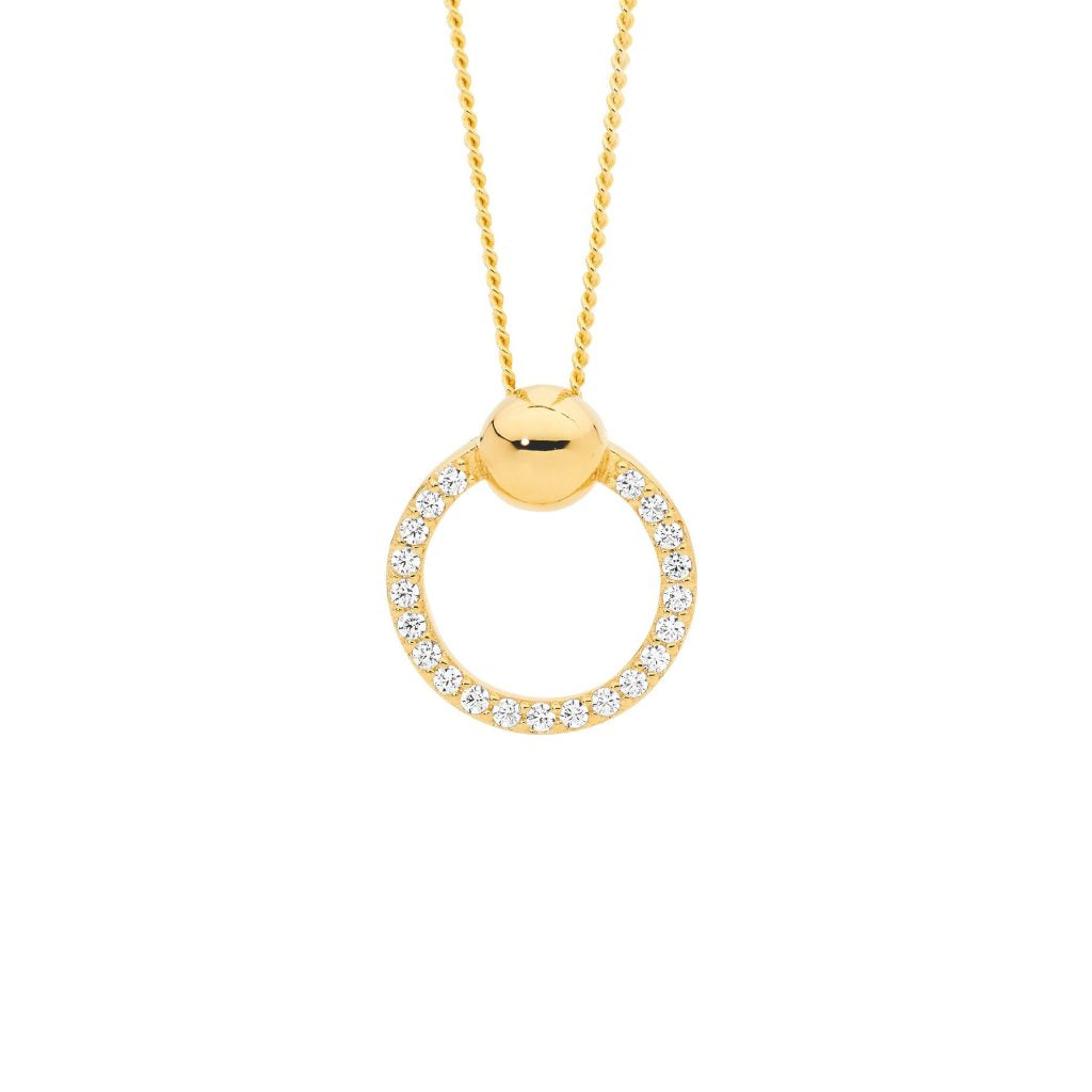 ELLANI Silver Plated Open Circle Necklet with CZ