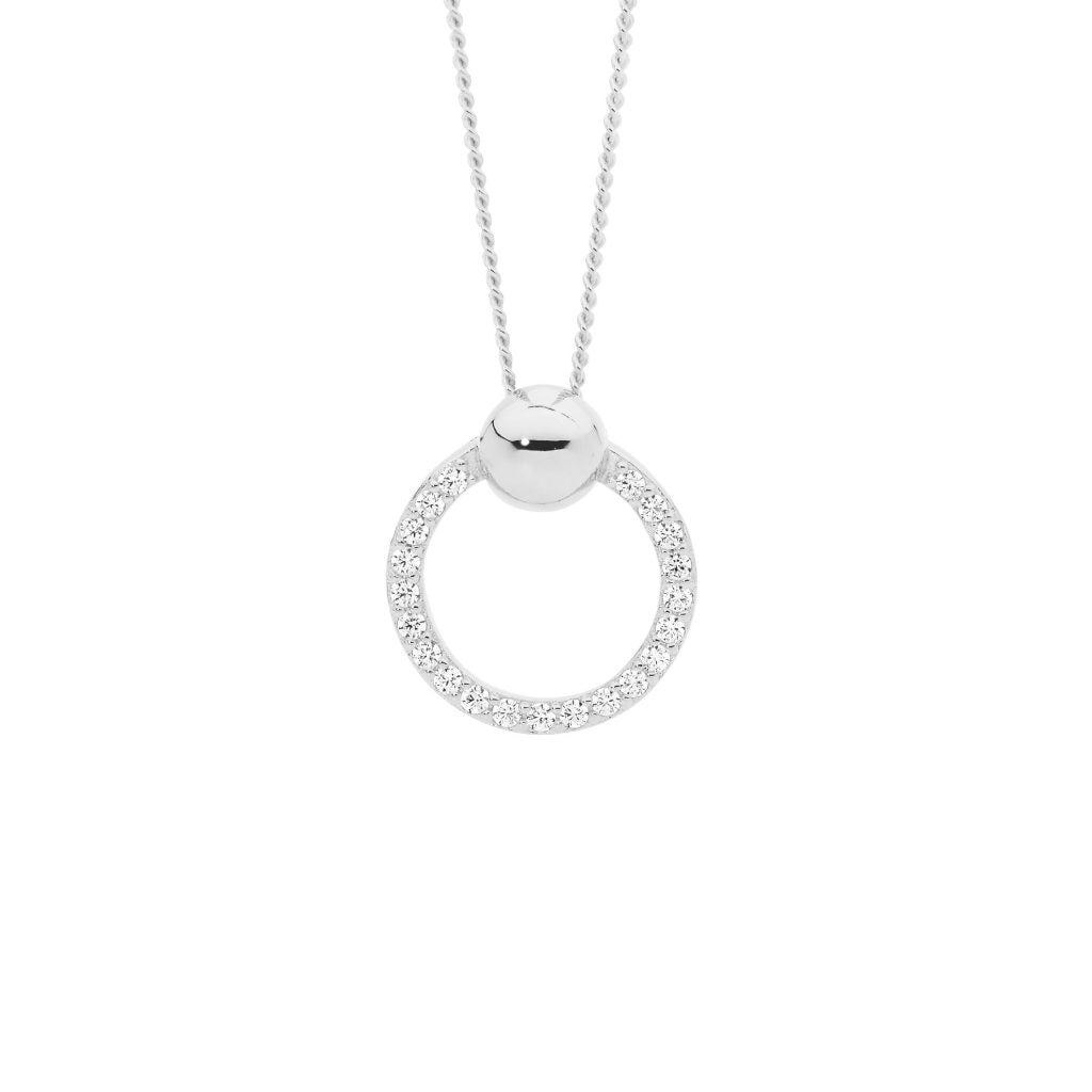 ELLANI Silver CZ Open Circle Necklet