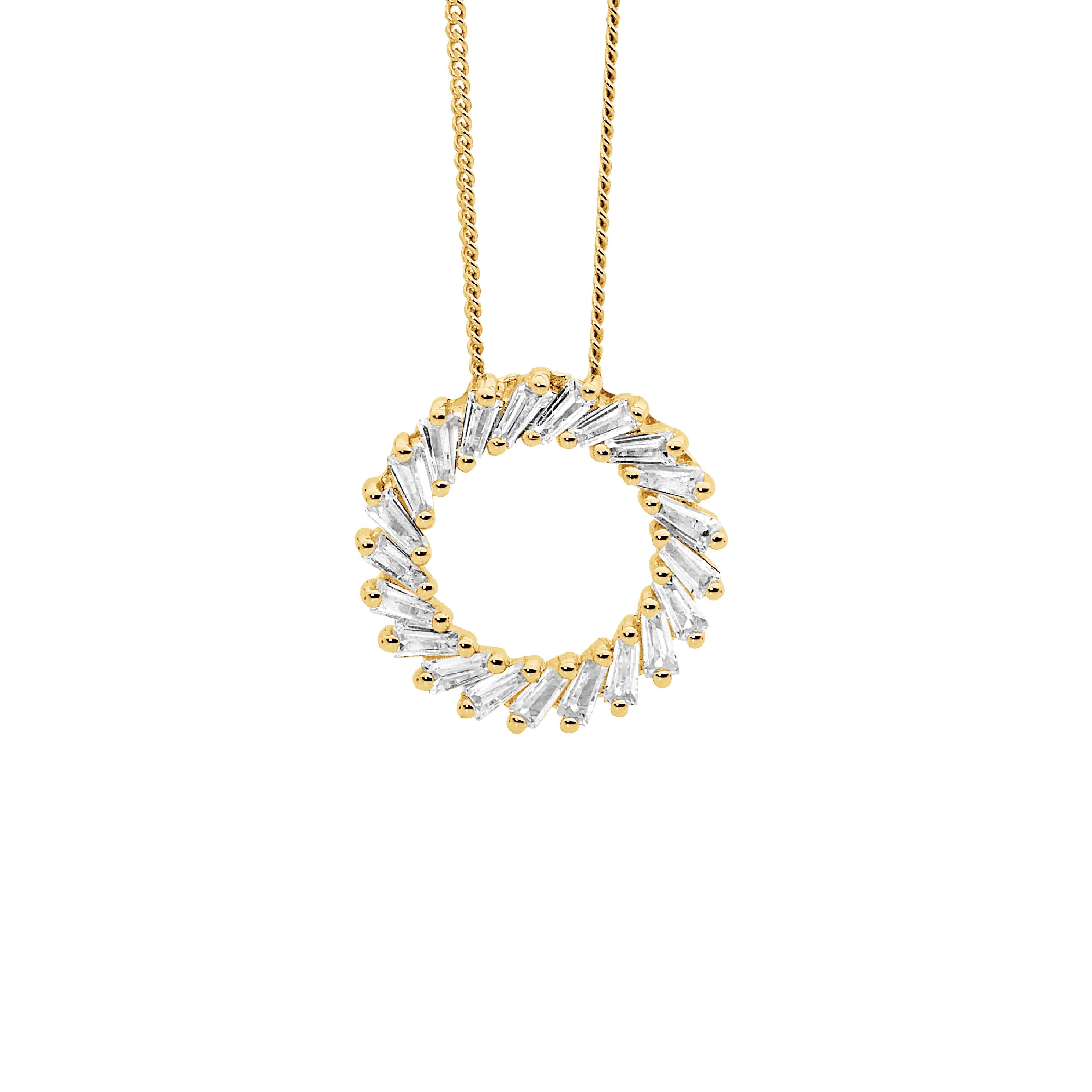 ELLANI Silver Plated Necklet with Tapered Baguette CZ