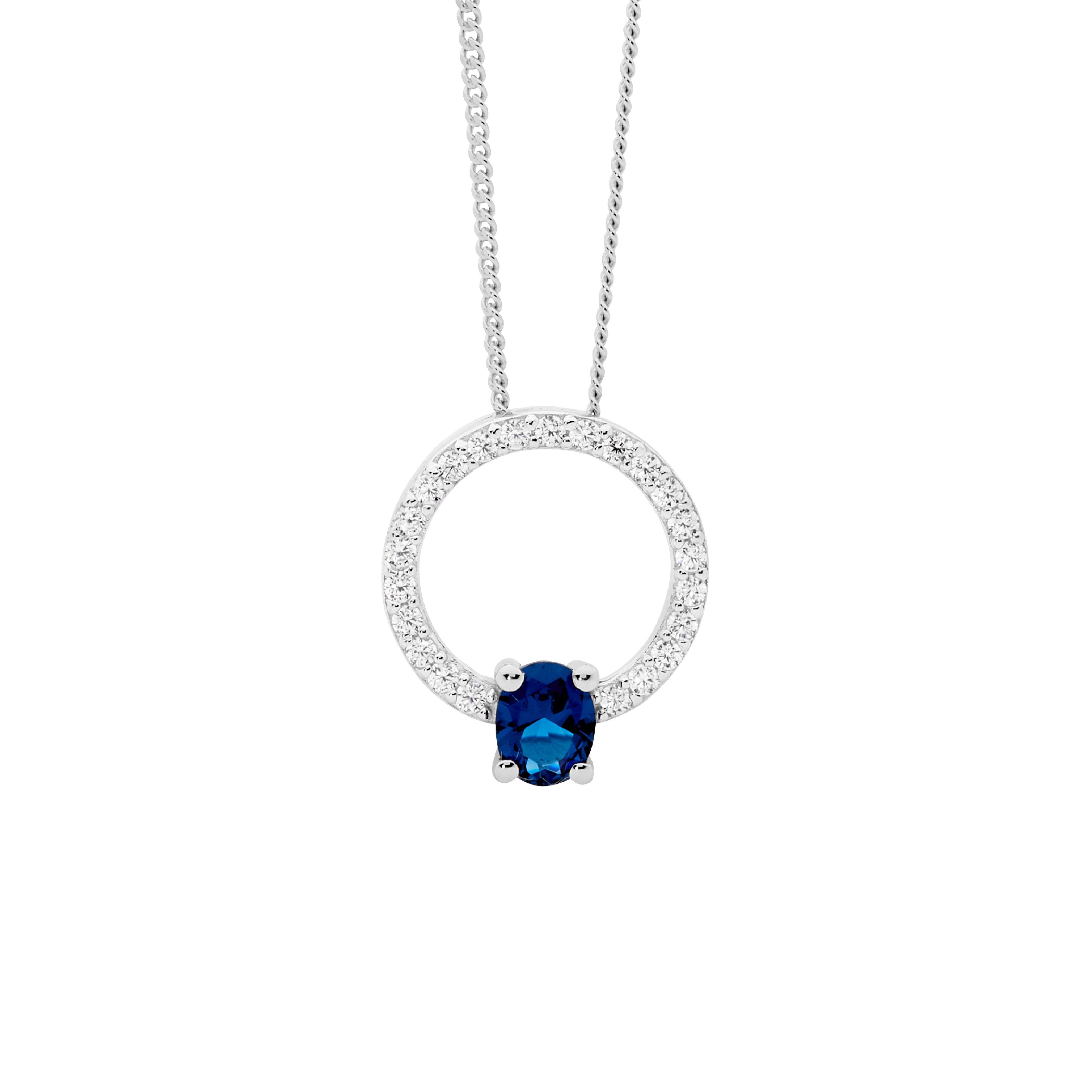 ELLANI Silver London Blue CZ Necklet