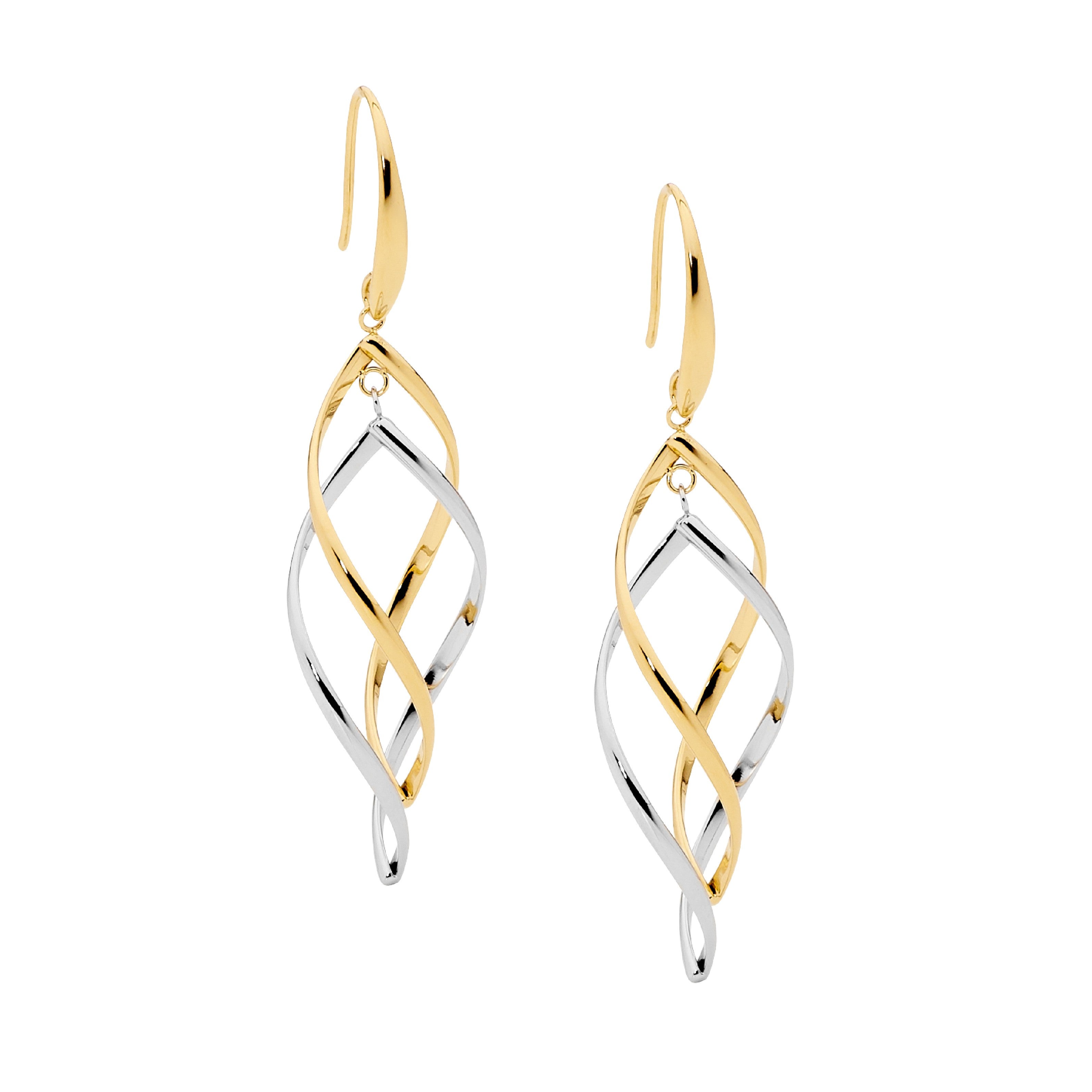 ELLANI Stainless Steel Drop Earrings with Gold Plating