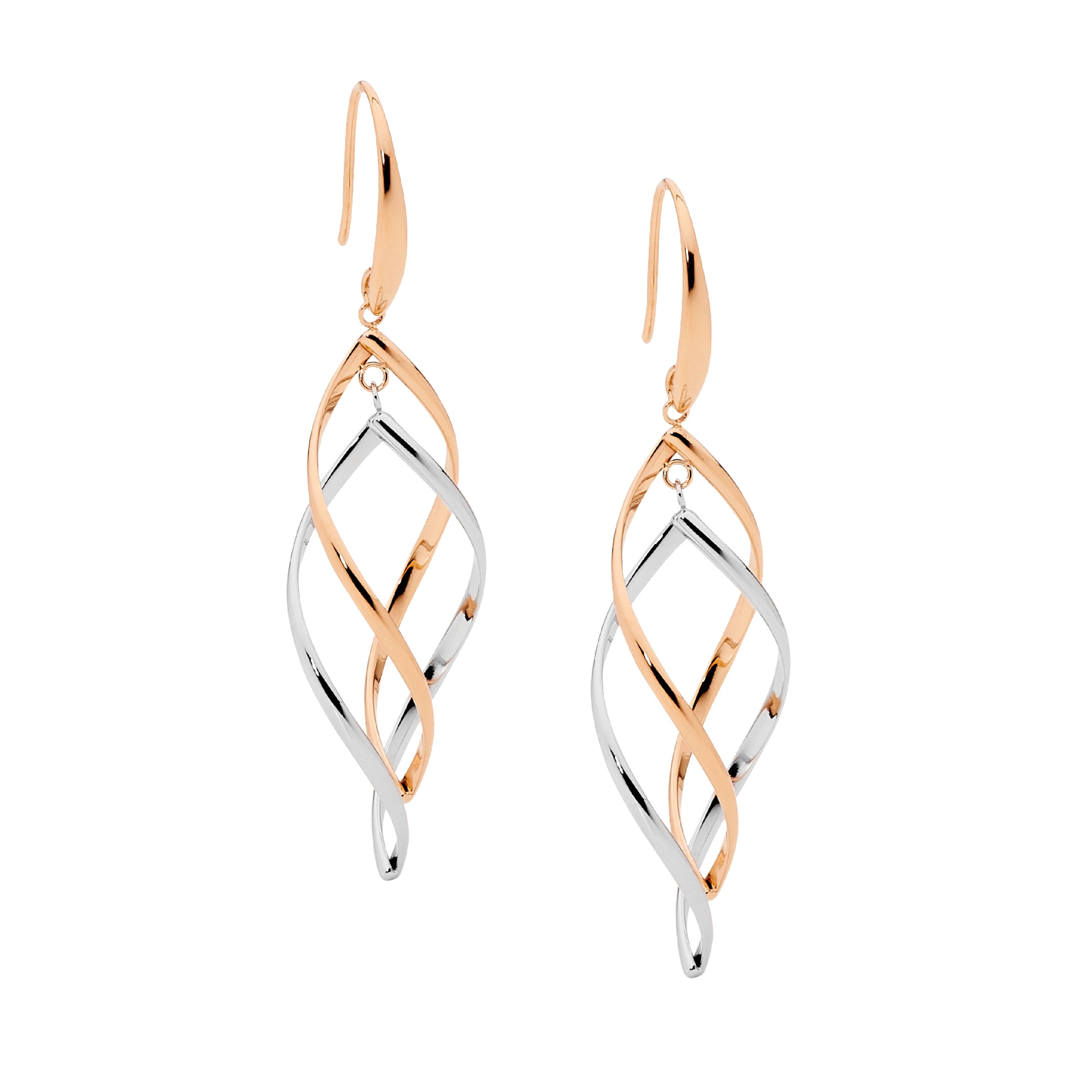 ELLANI Stainless Steel Drop Earrings with Rose Gold Plating