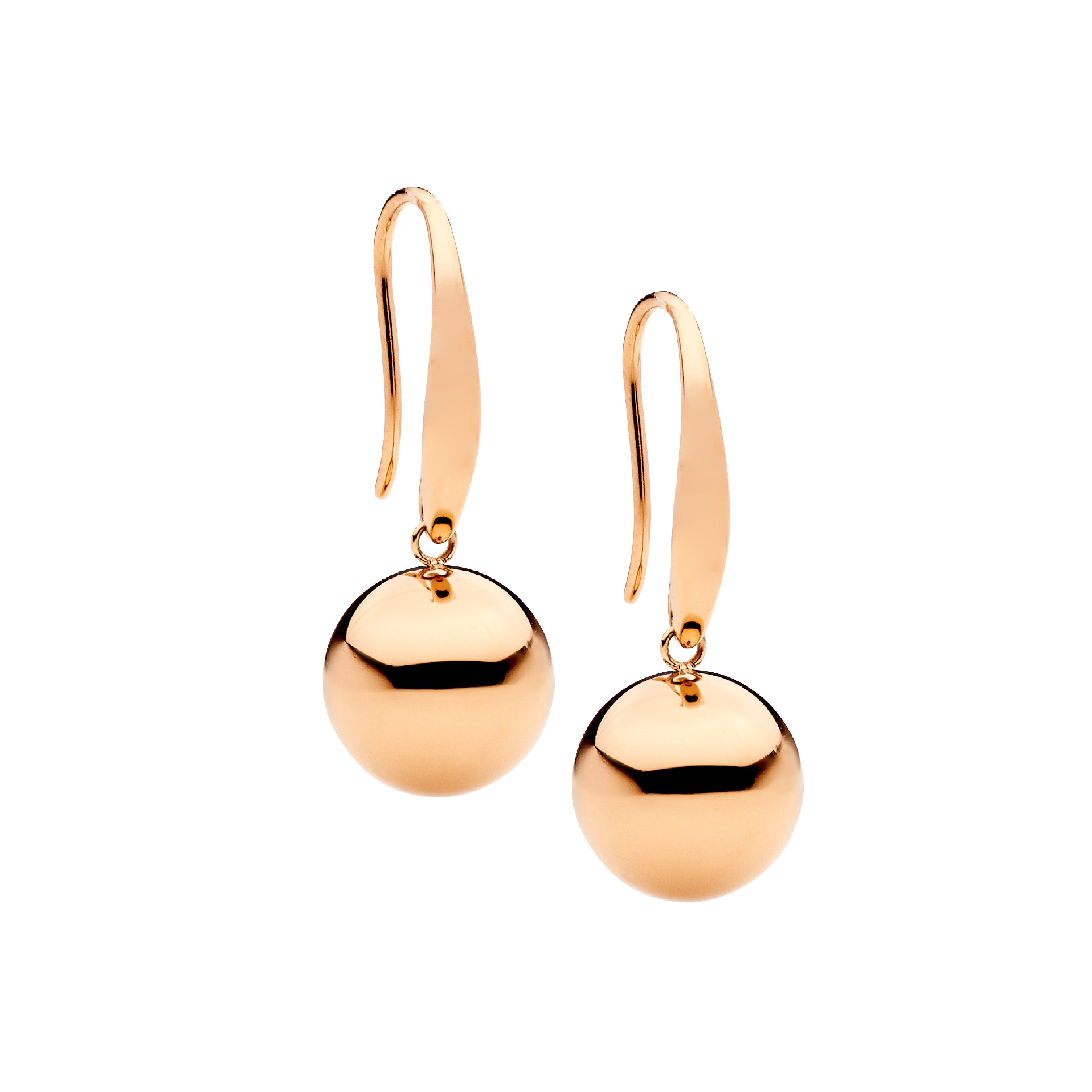 ELLANI Stainless Steel Drop Ball Earrings with Rose Gold Plating